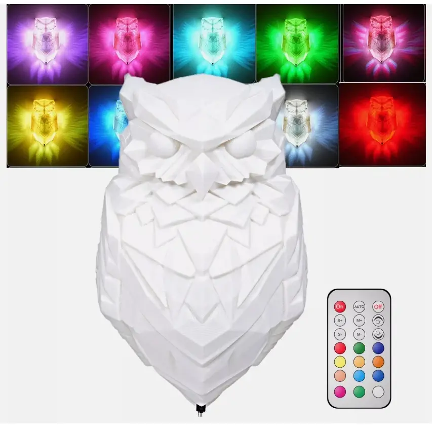 (Multiple Colors) 3D Animal LED Wall Nightlight, RGB Remote Control Novel Eagle Light, Holographic Effect Lighting Accessory, Suitable for Garage, Staircases