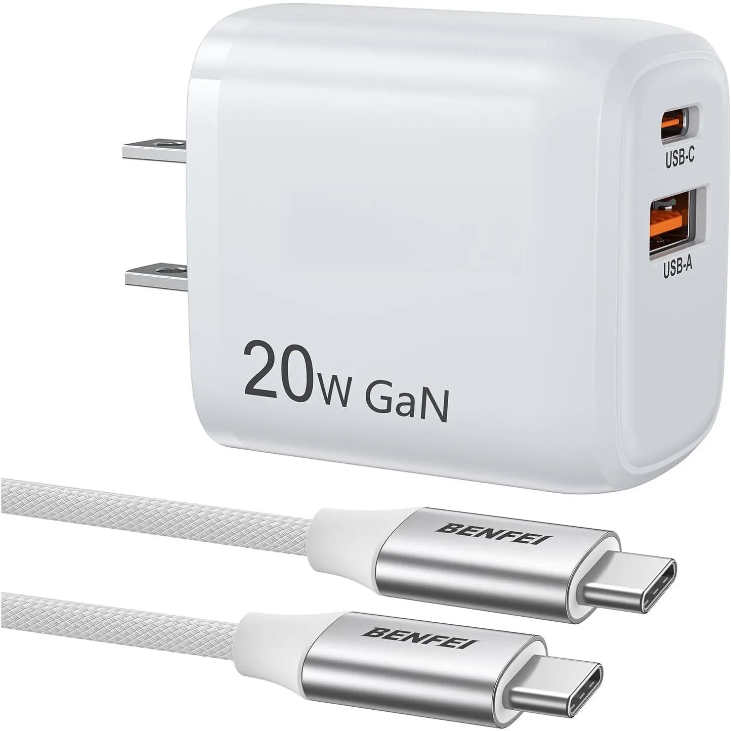 20W  Charger Block with 3ft USB-C , for  16/16 Pro/16 Pro Max, iPad Pro, AirPods & , PD 3.0 Quick Charge