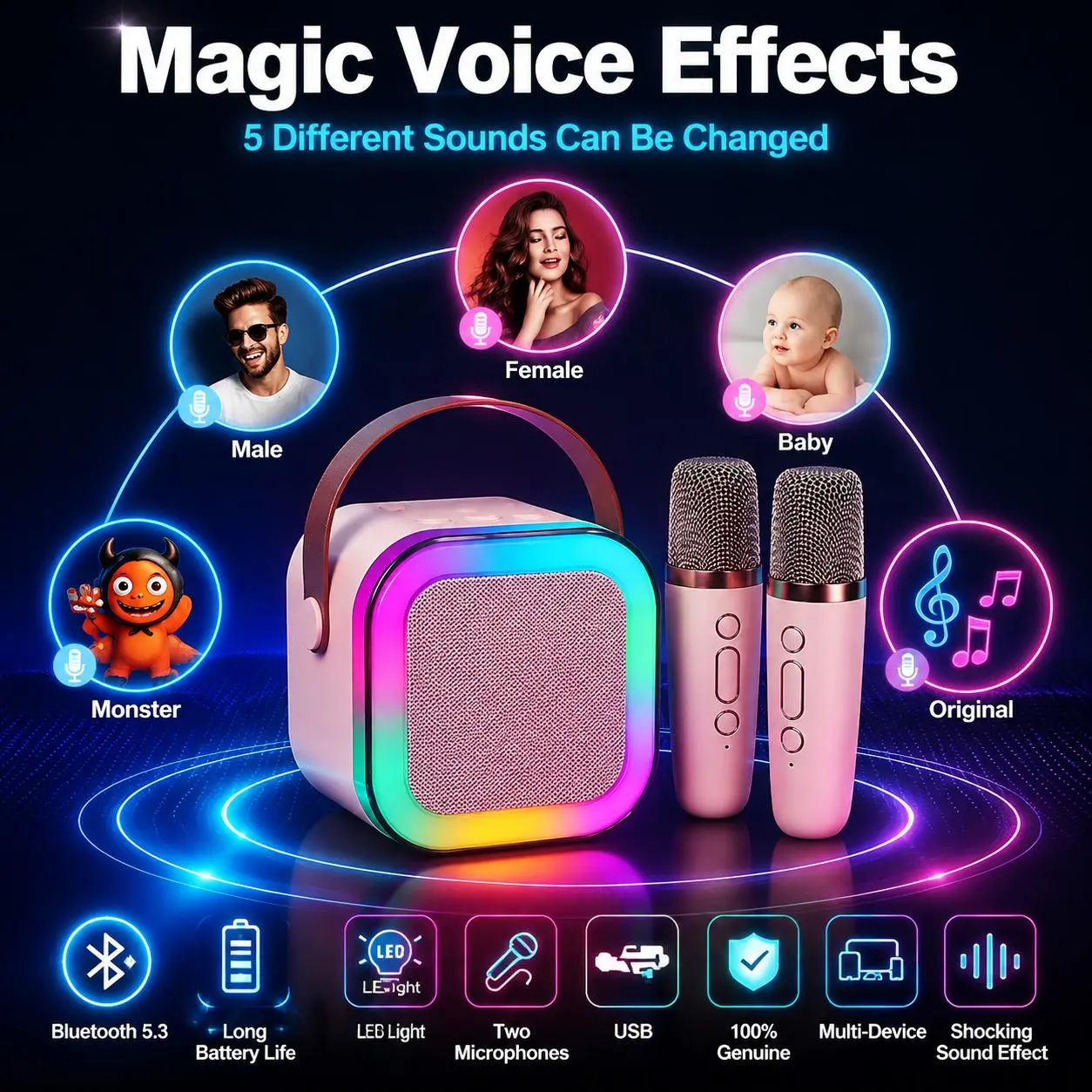 Carbon Bluetooth Ribbon Mic K12 Mini Wireless Karaoke Audio Speaker, Rechargeable Podcast Bundle with Hands Free Microphone Holder, Portable Entertainment Gear for Home Singing, Camping Gatherings & Recording mic up the bluetooth usb microfonos io device