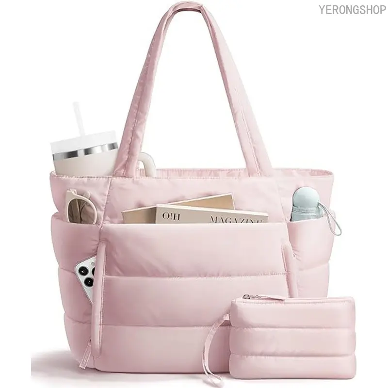 Women New Quilted Handbag, Multi-Compartment Large Capacity Tote Bag, Portable Short Trip Travel Luggage Bag