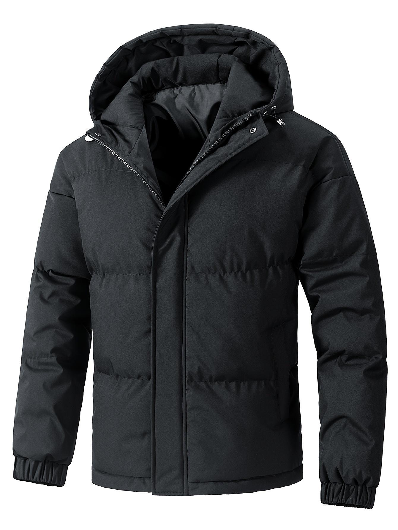 Men's short hooded thick warm cotton jacket Large windproof loose casual bread jacket American style minimalist multi pocket thick cold resistant down jacket