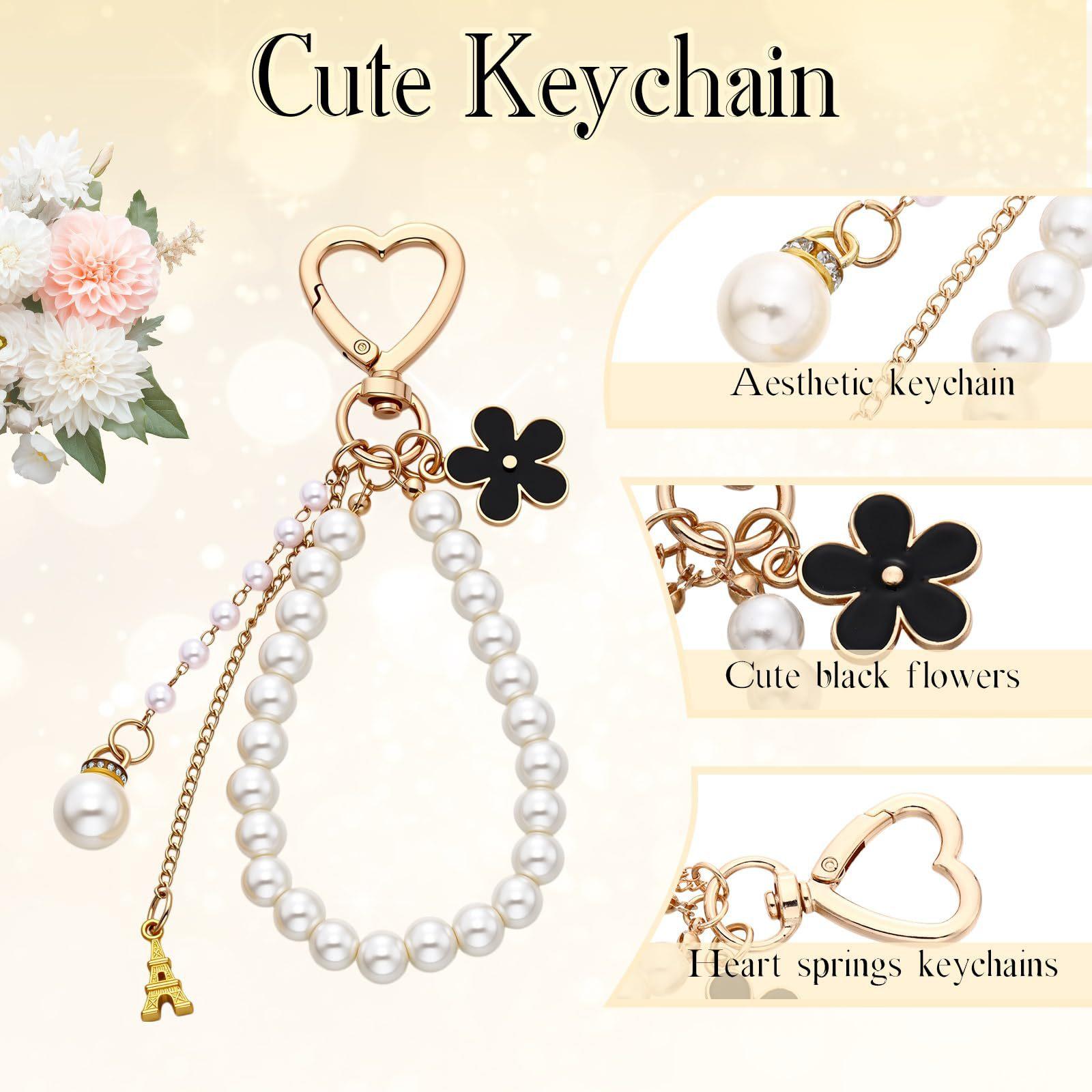 5 Pcs Bag Extender Chain Gold Pearl Purse Chain Ribbon Bow Keychain Extender Bag Strap Purse Charms Accessories for Handbag Y2K Aesthetic Bag Accessories Bag Charm Keychain Accessory Gifts for Women keychains for women