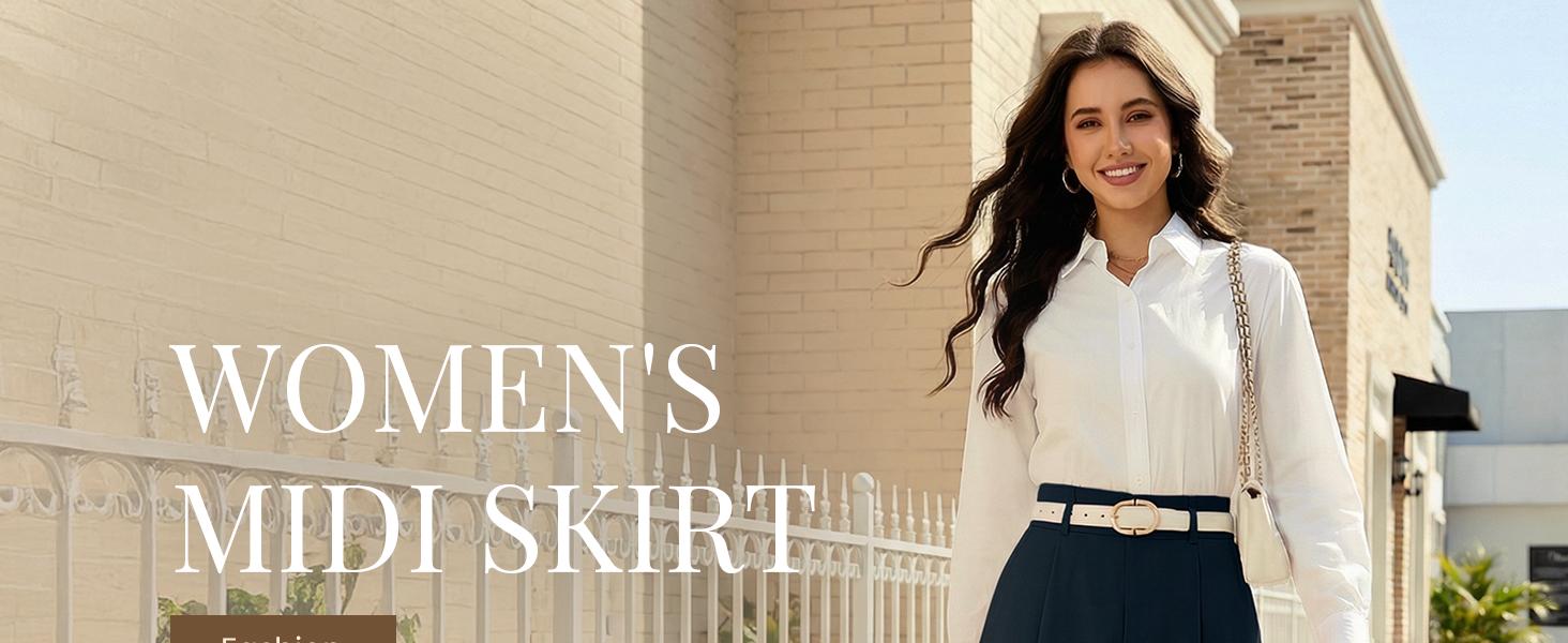 Casly Lamiit Women's Midi Skirt High Waist A Line Pleated Flare Business Casual Skirts with Pockets for Office Dating #Springfresh Casly Lamiit Women's Midi Skirt High Waist A Line Pleated Flare Business Casual Skirts with Pockets for Office Dating #Springfresh