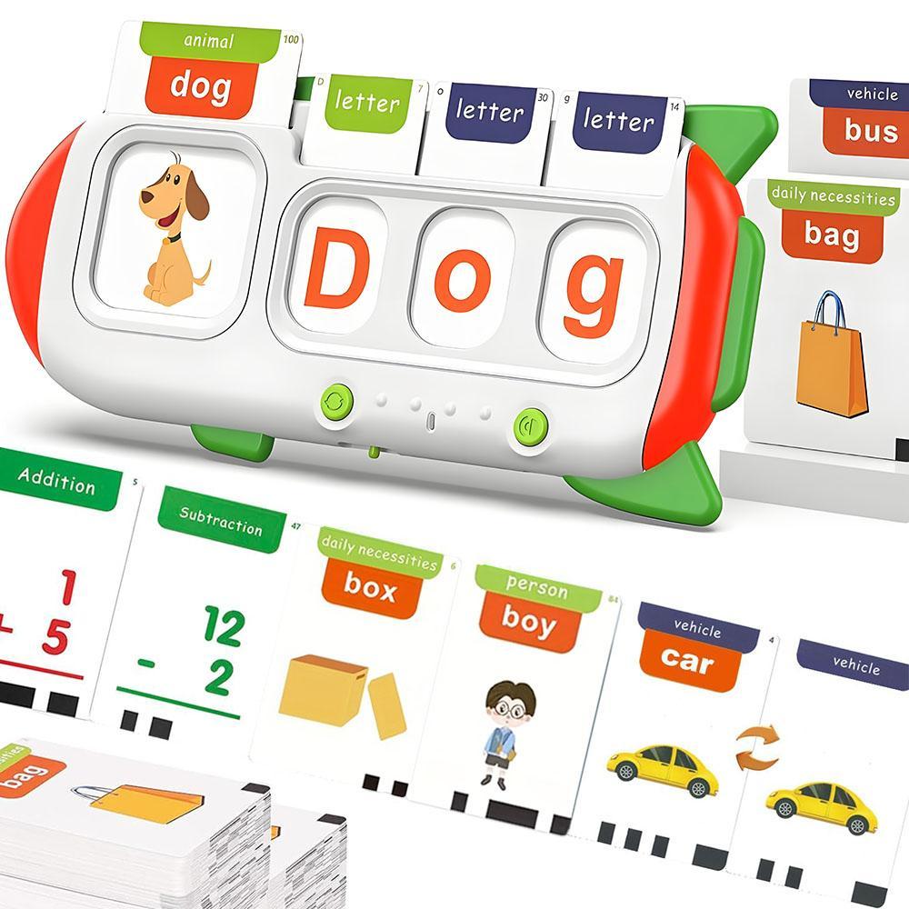 Spell & Math Talking Flash Cards for Kids 3-6, Interactive Spelling Toys with ABC Alphabet & Math Games, Travel Educational Toys, Vocabulary Flashcards