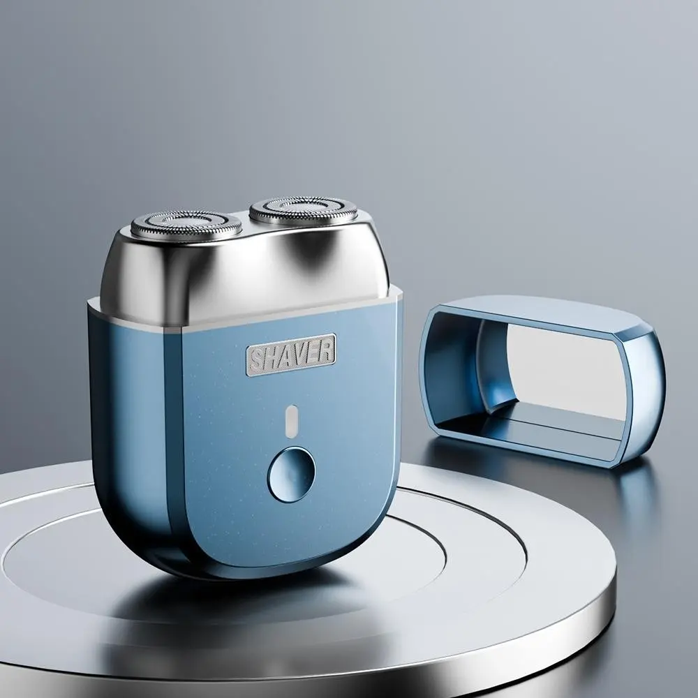 Portable electric shaver, cordless rechargeable shaver, 1 box of double-head magnetic shavers, with cleaning brush and charging cable, for outdoor travel shaving, double-head shaver, shaving tool, Shaver Machine