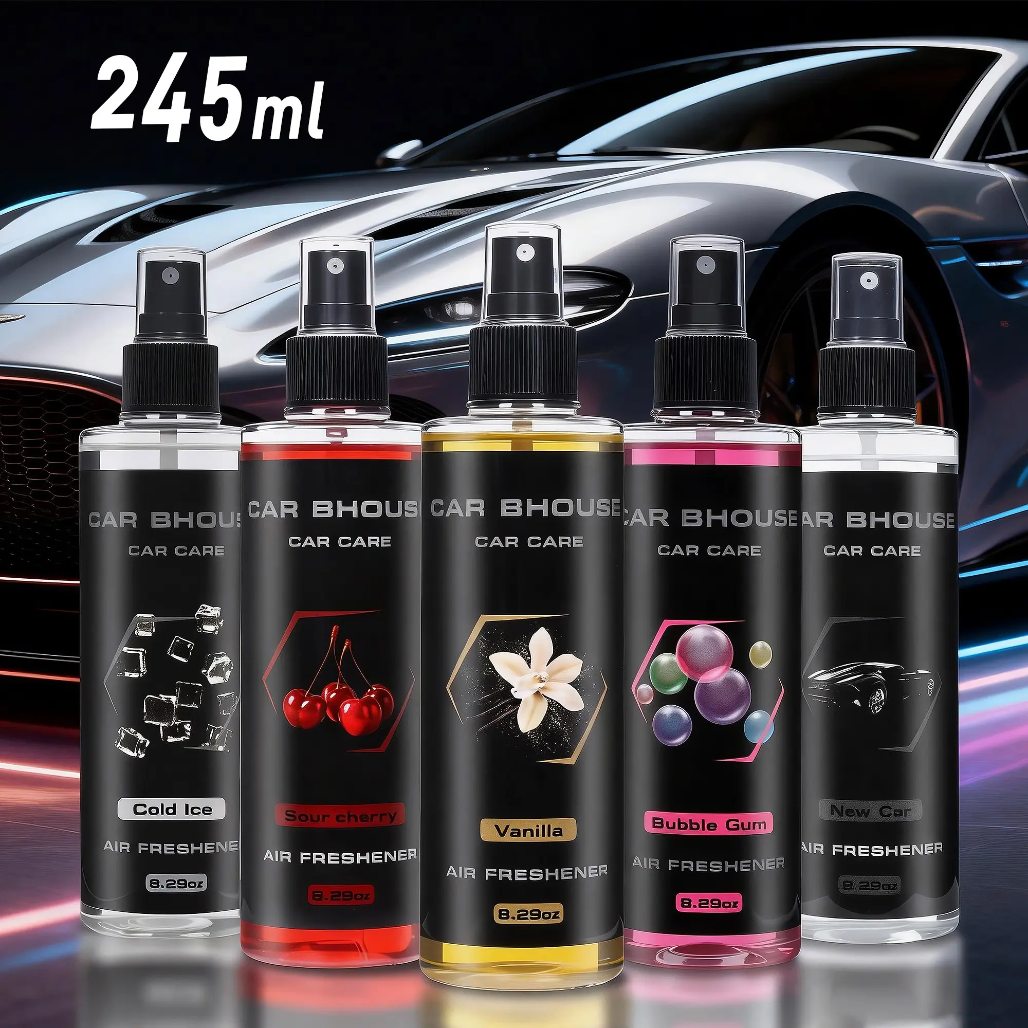 Multi-scents Combinations Car Fragrance Spray Set, Portable Car Air Freshener, Car interior spraying, 8.29oz/245ML X 2pcs Large Capacity, Long-Lasting Fragrance, Car Odor Remover, Suitable for Car, Home, Office, Hotel, Gift, Car Perfume