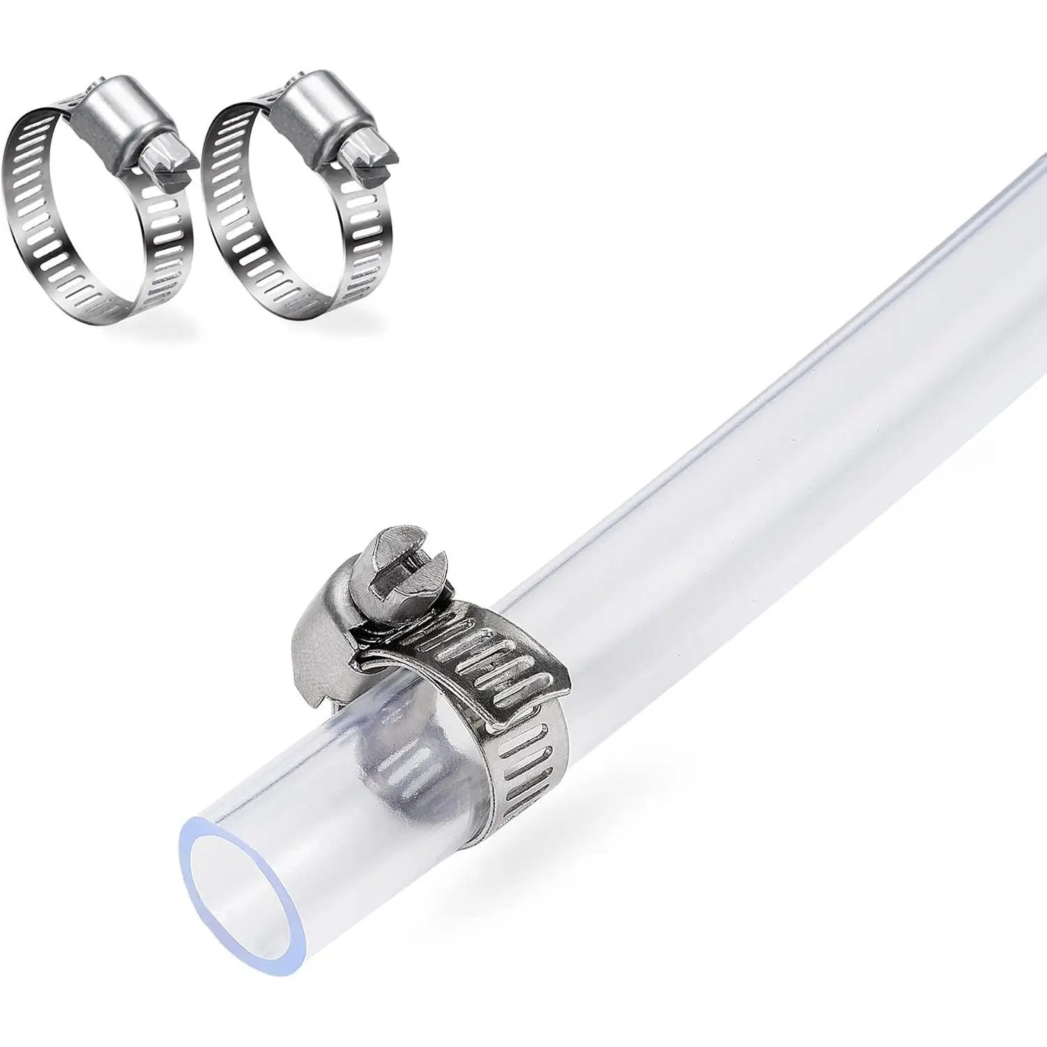 1/4" ID - 25 ft Clear Vinyl Tubing with 2 Stainless Clamps, Low  Flexible PVC Tube, Heavy Duty UV  Resistant Lightweight Plastic Vinyl Hose,  and Non