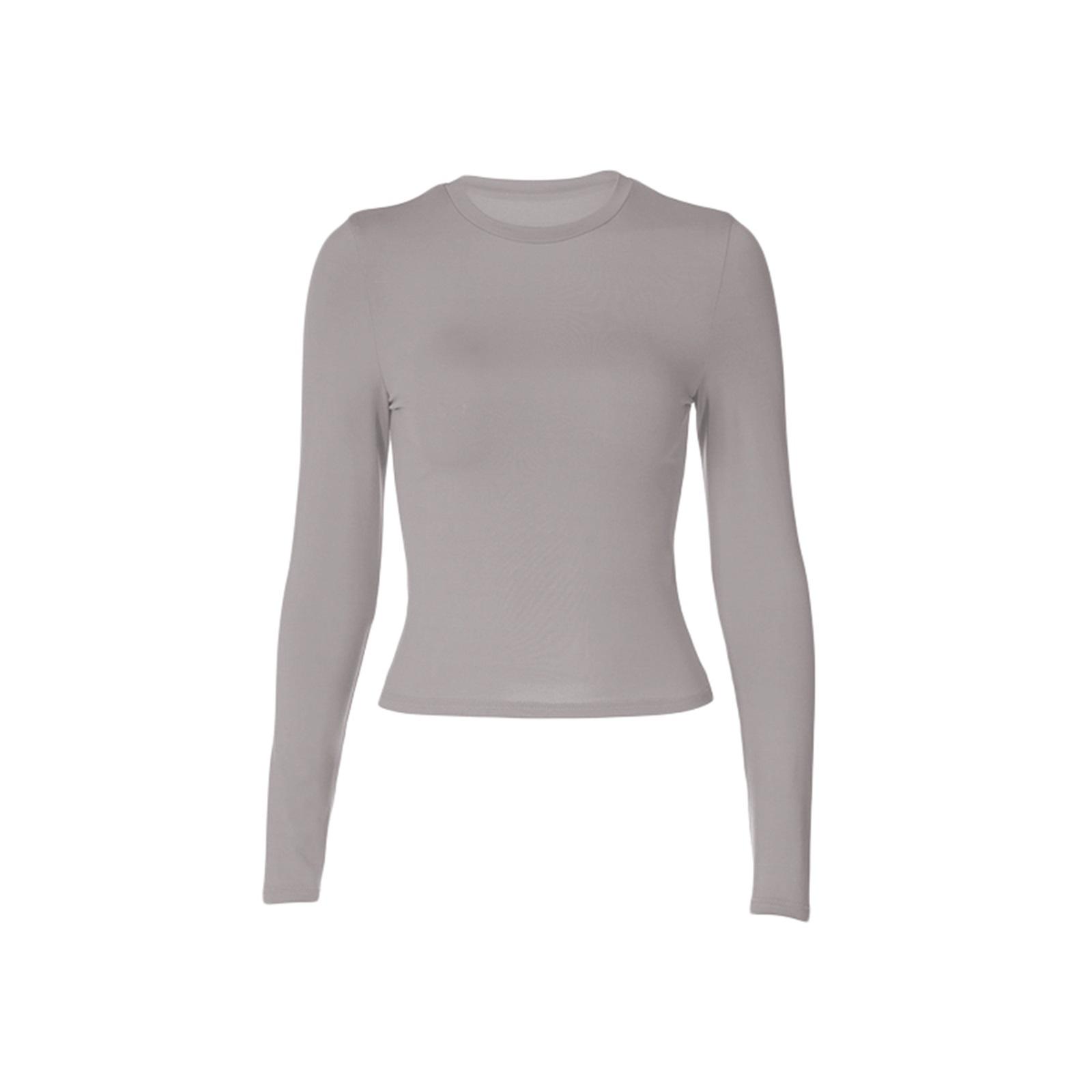 Women´s Spring AutumnTops Ladies Female Solid Color Long Sleeve Round Neck T-shirts Womenswear Blouse Streetwear,2 Colors