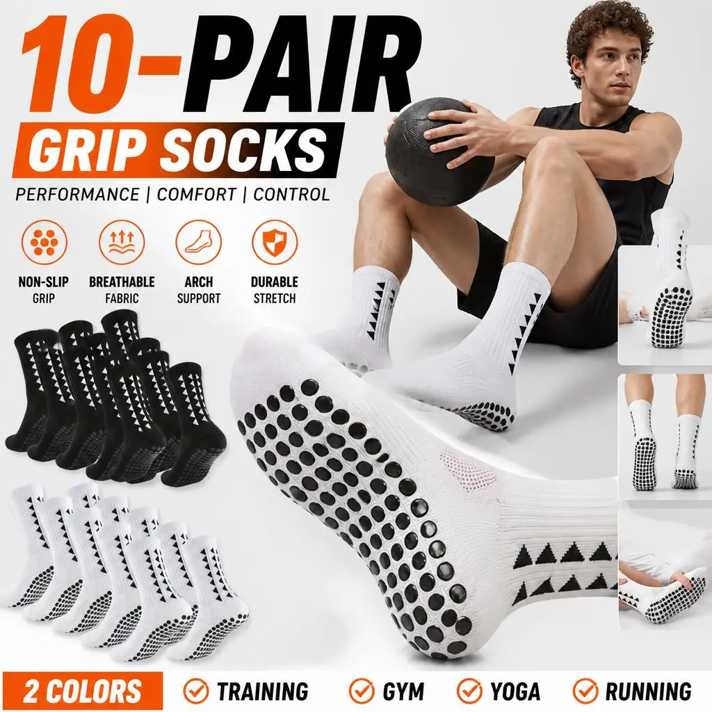 5/10 Pairs High-performance Sports Socks for Men's and Women's Football, Suitable for Football, Basketball, Running Training, and Daily Exercise, Breathable and Non Slip Bottom Sports Socks