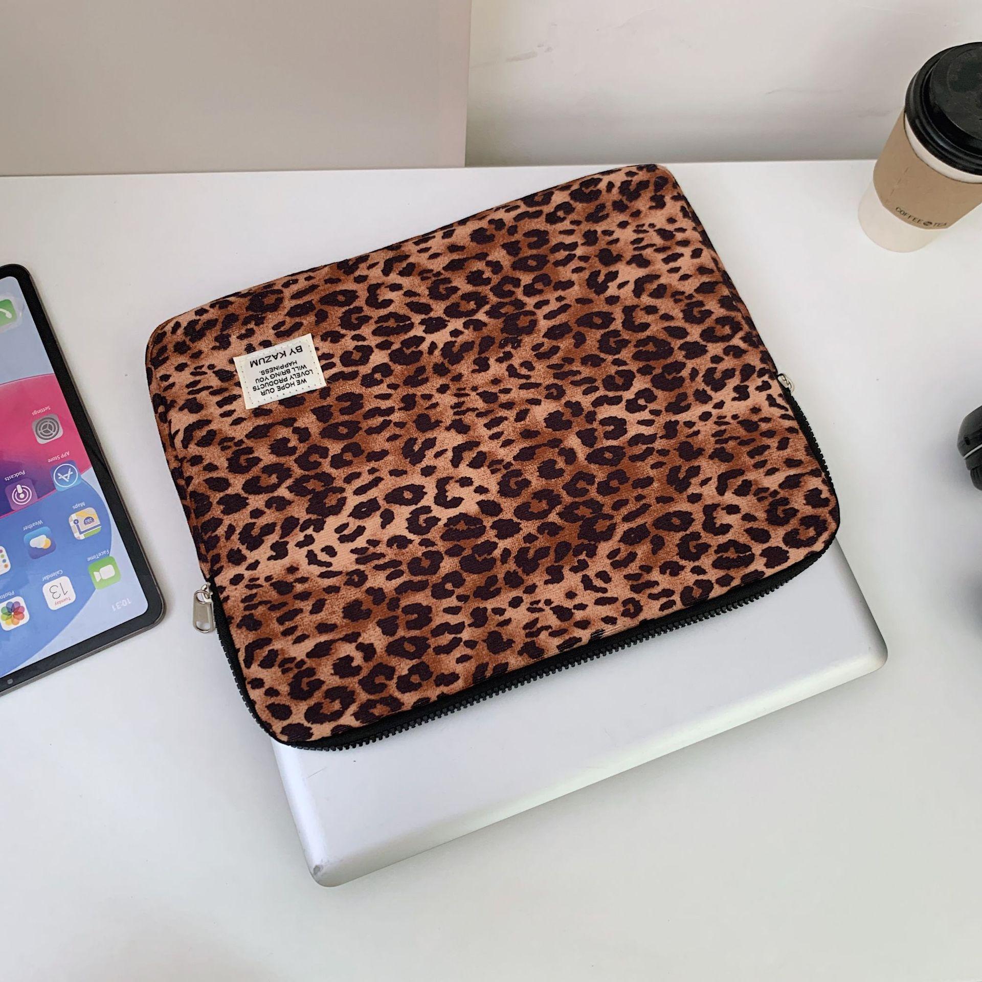 Leopard Print Laptop Sleeve For Ipad Air6 Pro11 Macbook Air13.3 13.6 Pro14 15 Dell Huawei Samsung 15.6 16 Inch Shockproof Bag