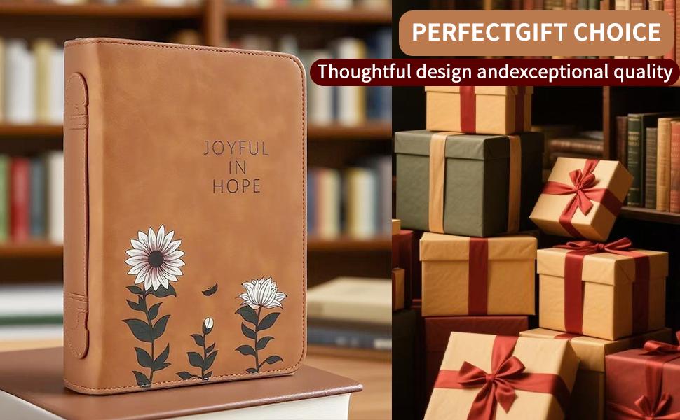 Leather Bible Cover Case with Durable Handle Quilted, Bible Journaling Kit, Bible Study Supplies & Christian Gift for Women and Teens