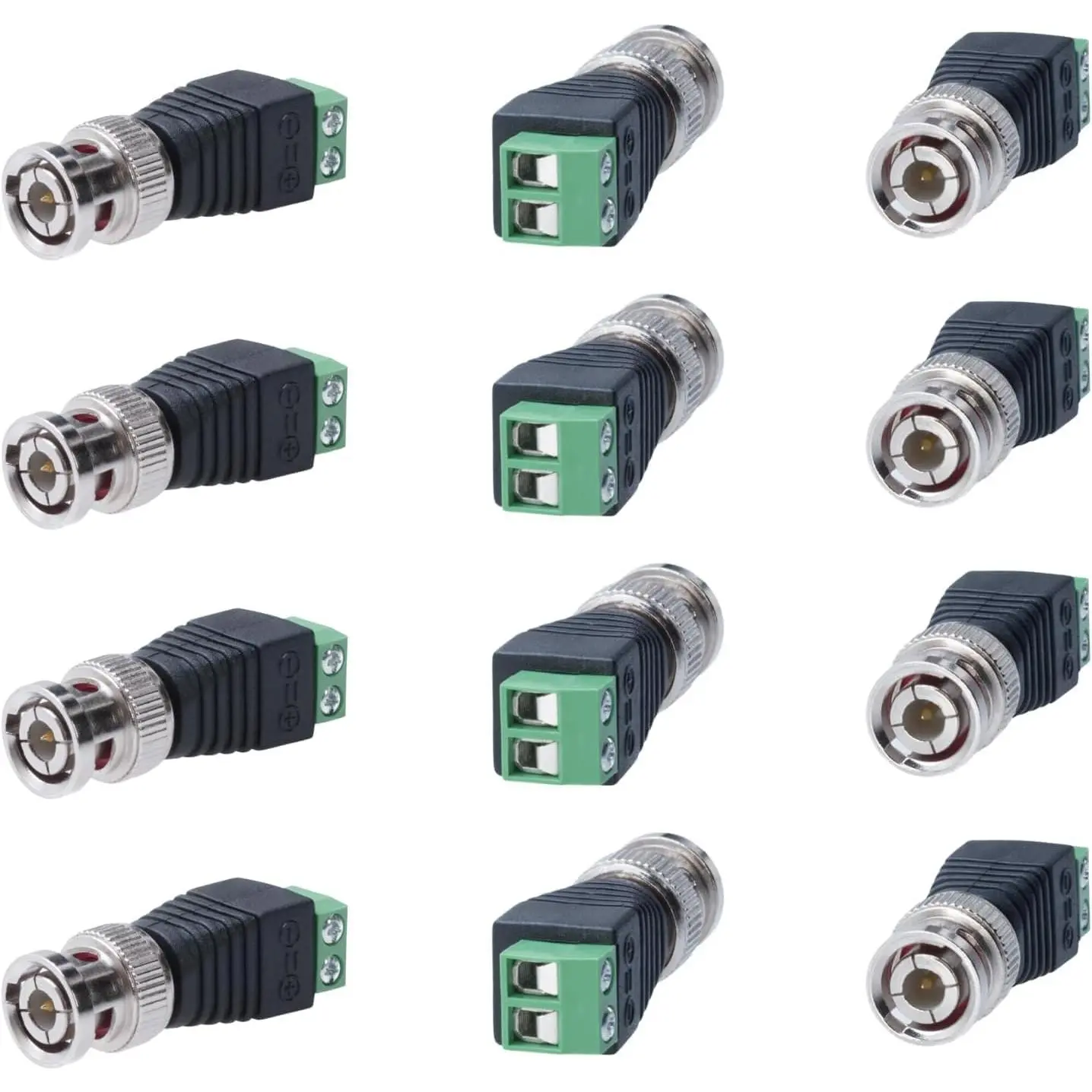 Cctv4Less BNC Male Balun Connector - Coax to CAT5,CAT6,CAT7, BNC Male & 2-Screw Camera Terminal Adapter for Cctv Cameras,Other Equipment with Robust Construction,Power Plug Compatibility (10)