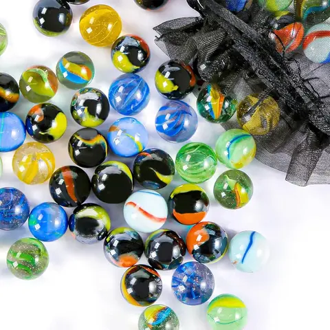 Unisex Crystal-Clear Glass Marbles Bulk Pack - 0.6 inch Smoothly Polished, Perfectly Sized for Kids Marble Games, DIY & Craft Projects, with Fun Whistle, Aquatic-Safe