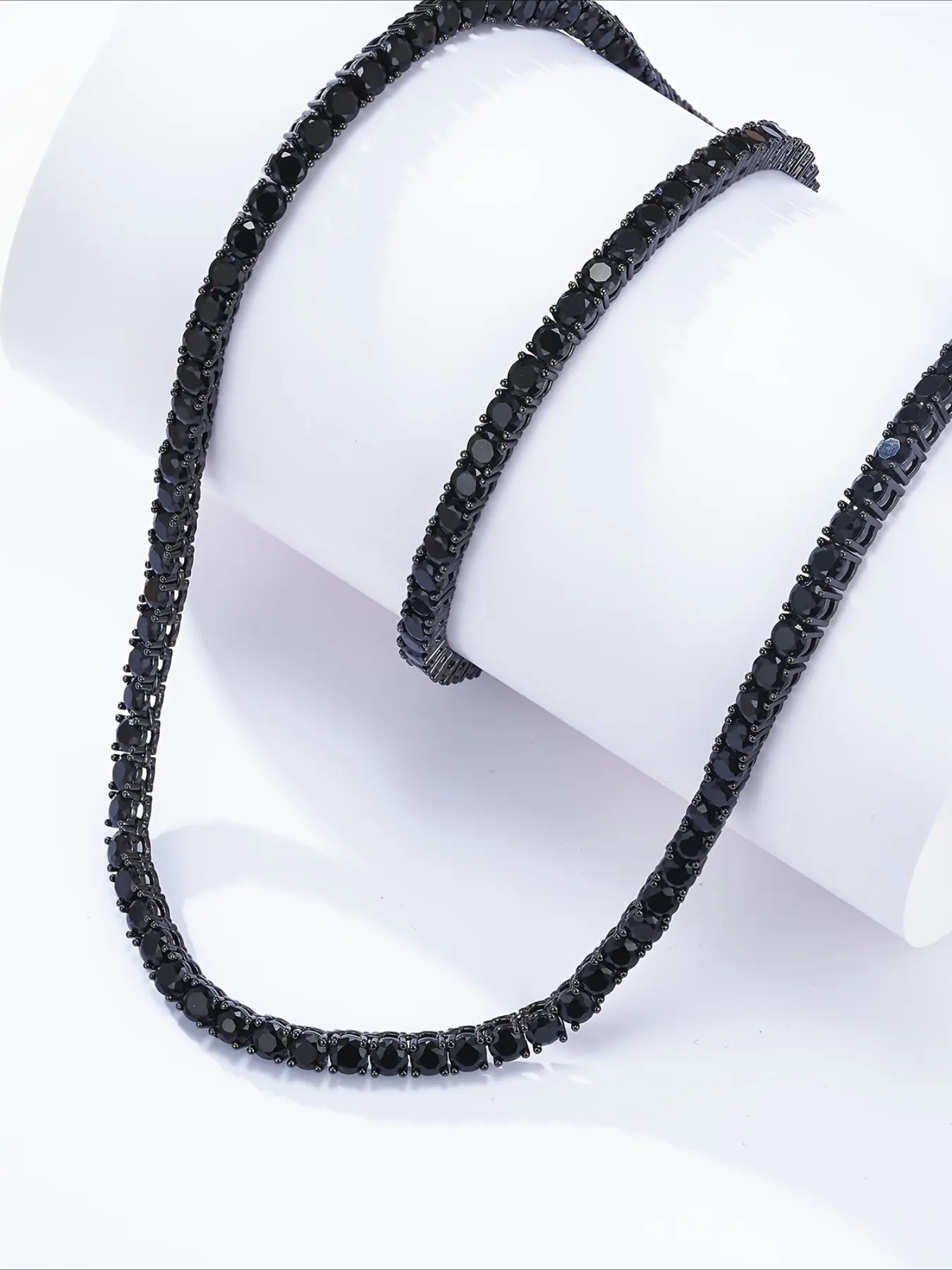 4Mm Black Tennis Chain, Black Necklace, Electroplated Black, Hip-Hop Style, Thanksgiving, Christmas, Father'S Day, Holiday Gifts, Everyday Gifts.