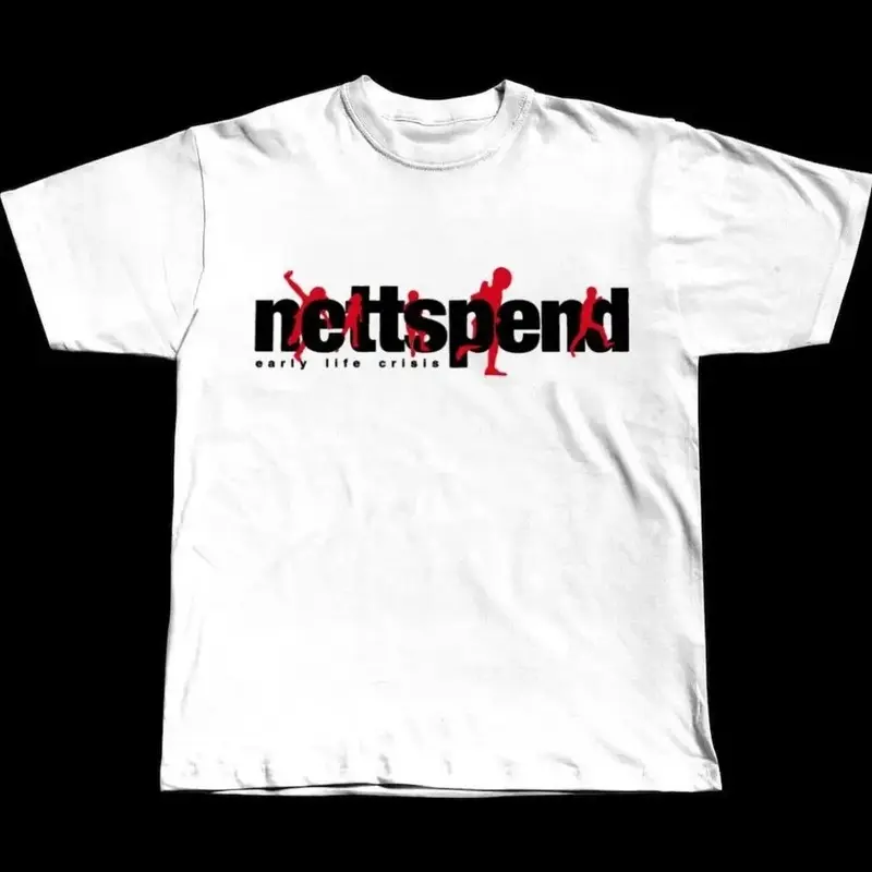 Women's ERL Graphic Invert Tour Cotton T-Shirt - Nettspend Early Life Crisis Partial Print, Underground Osamason Garment, Simple Clothes, Medium Length, Breathable, Loose Fit, Cold Machine Wash Customized Top