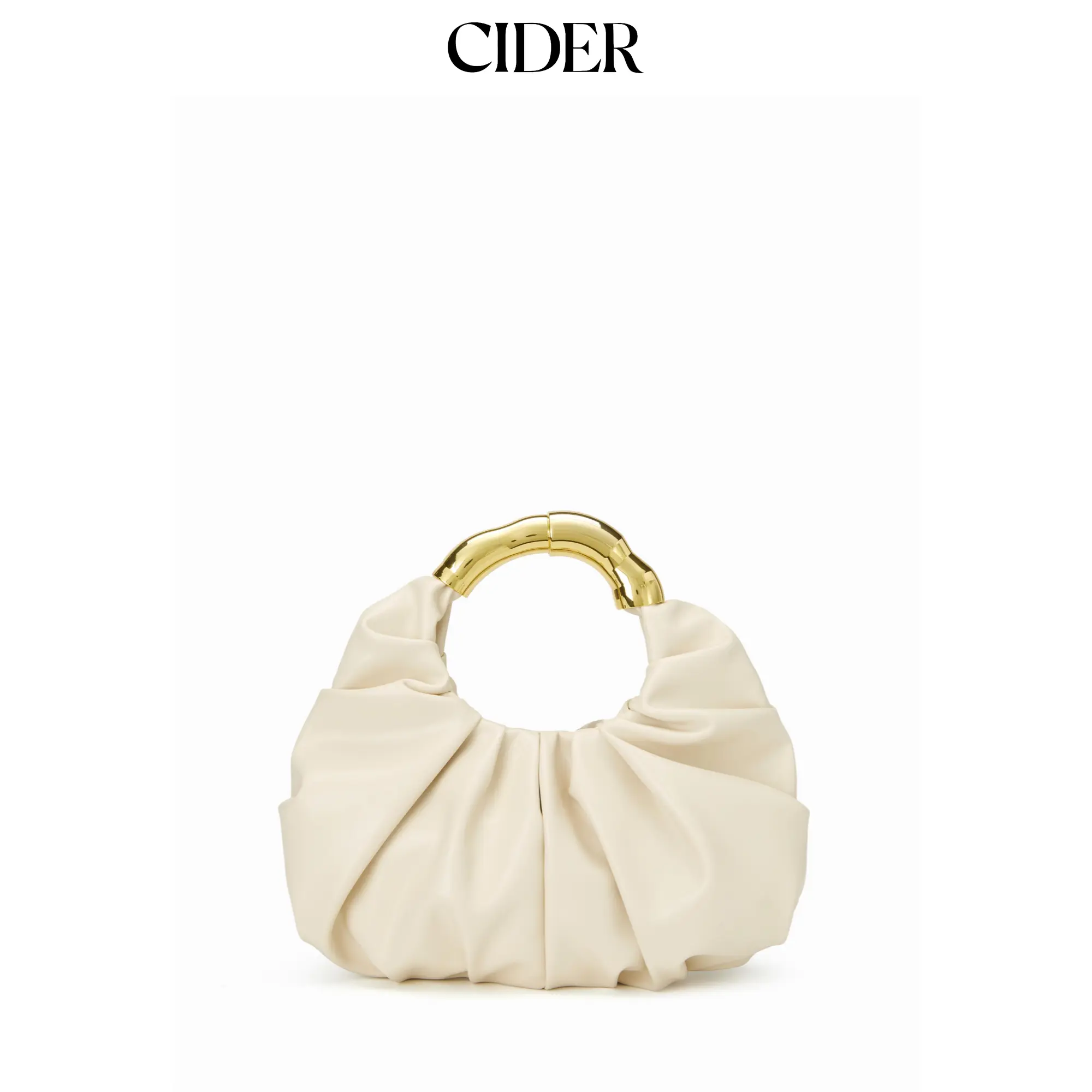 Cider METAL HANDLE PLEATED HANDBAG