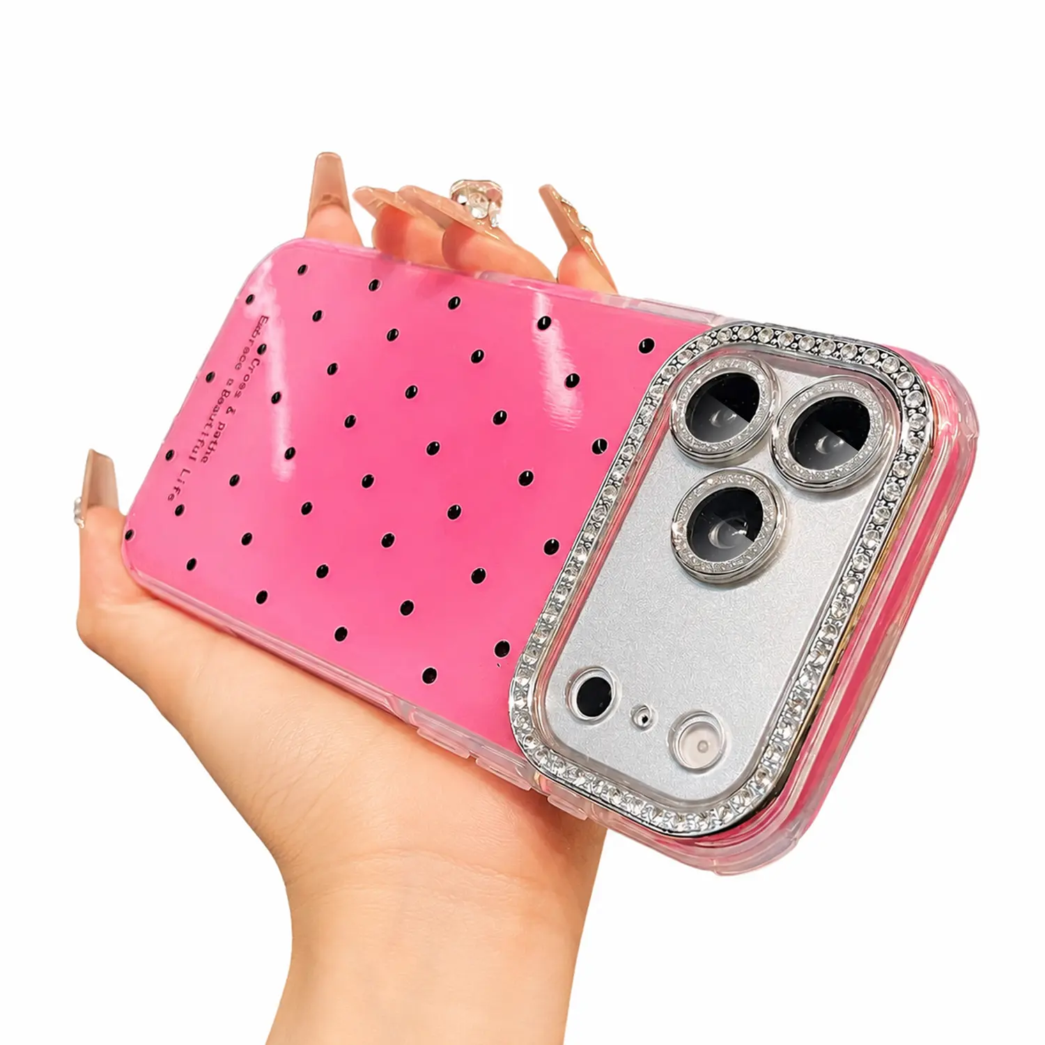 Cute Pink Aesthetic iPhone Case for iPhone 17 Pro Max 16 15 14 13 with Diamond Camera Frame, Bling Phone Cover for Girls, Fashion Luxury Protective Case Luxury Girly phone accessory tiktokshopbacktoschool