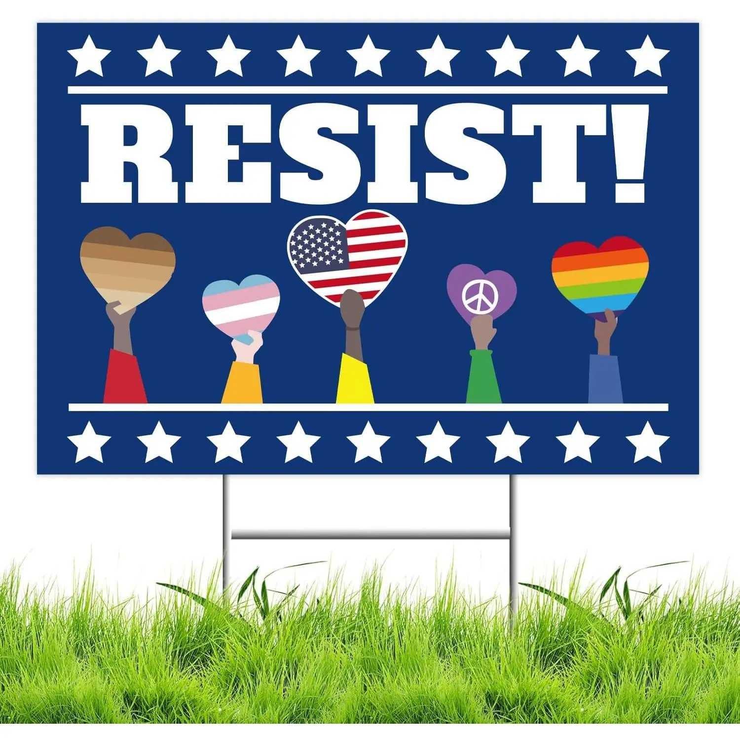 Resist! Sign Political Protest Yard Sign Save Democracy Yard Signs Double Sided Corrugated Plastic Outdoor Lawn Garden Sign with Metal H Stake 18"x12"