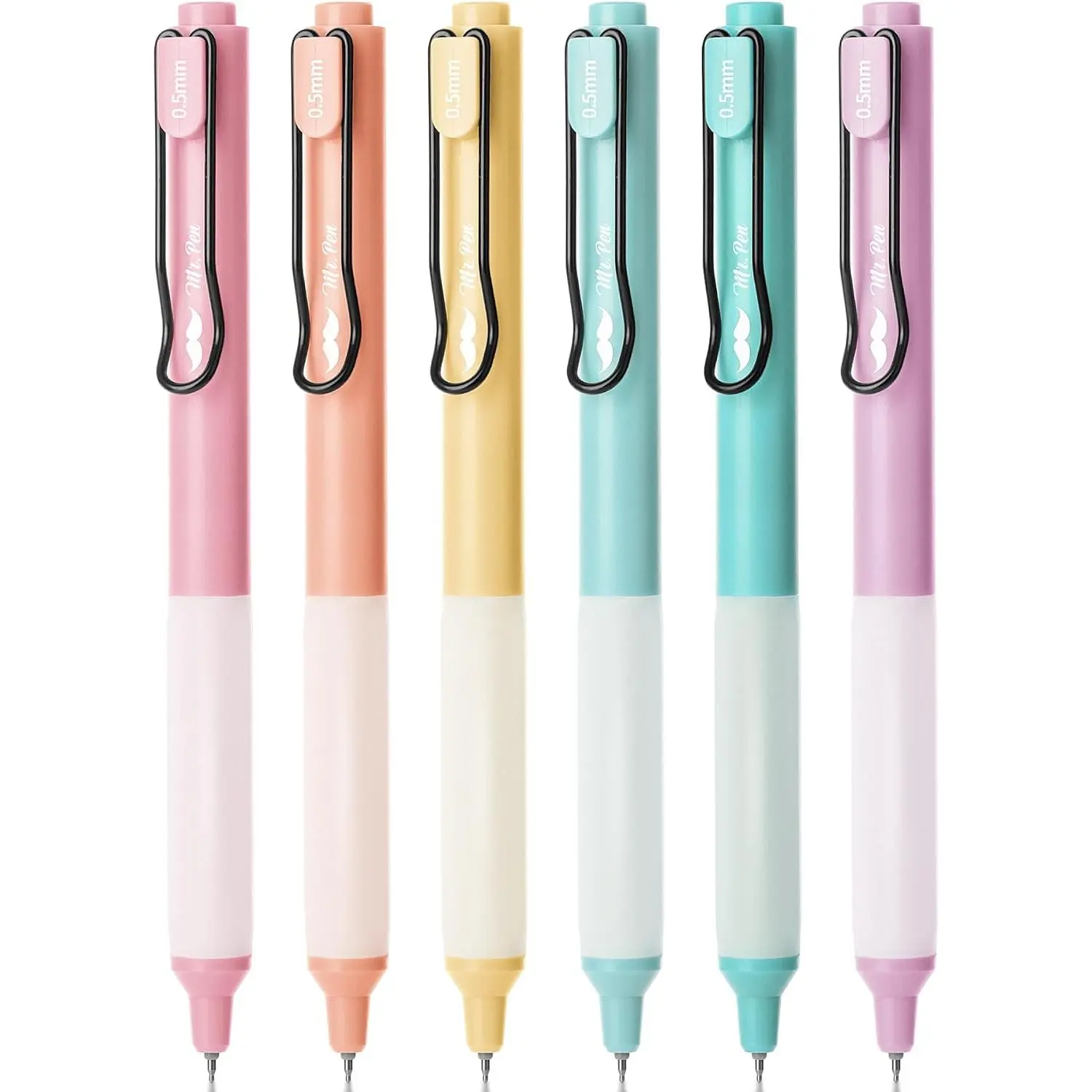 - Retractable Gel s, 6 Pack, Black Ink, Pastel  | Fine Point 0.5 mm,  Dry, Smooth Writing, Cute Gel Ink s for Drawing, Journaling, Writing Planner and School Supplies