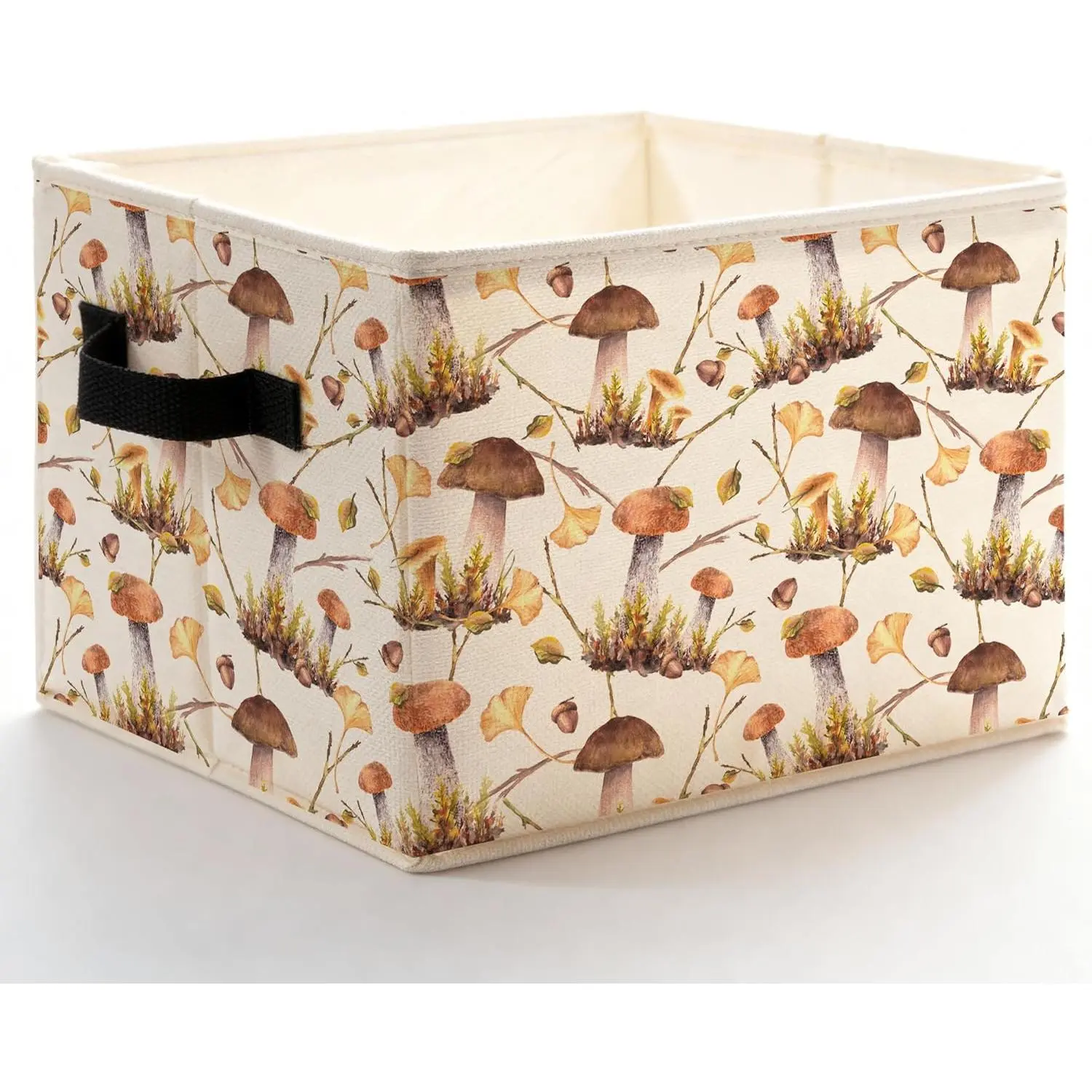 Rustic Cottagecore Mushroom Storage Bins Box with Handles,  Botanical Mushroom Foldable Basket Toybox for Bedroom Bathroom Laundry Room  Clothes Toys Books