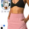 Women's Solid Color Pocket Sports Skort, High Stretch Quick-drying Skort for Golf, Ladies Sportswear for Indoor Outdoor Wear, Stretchy Skorts