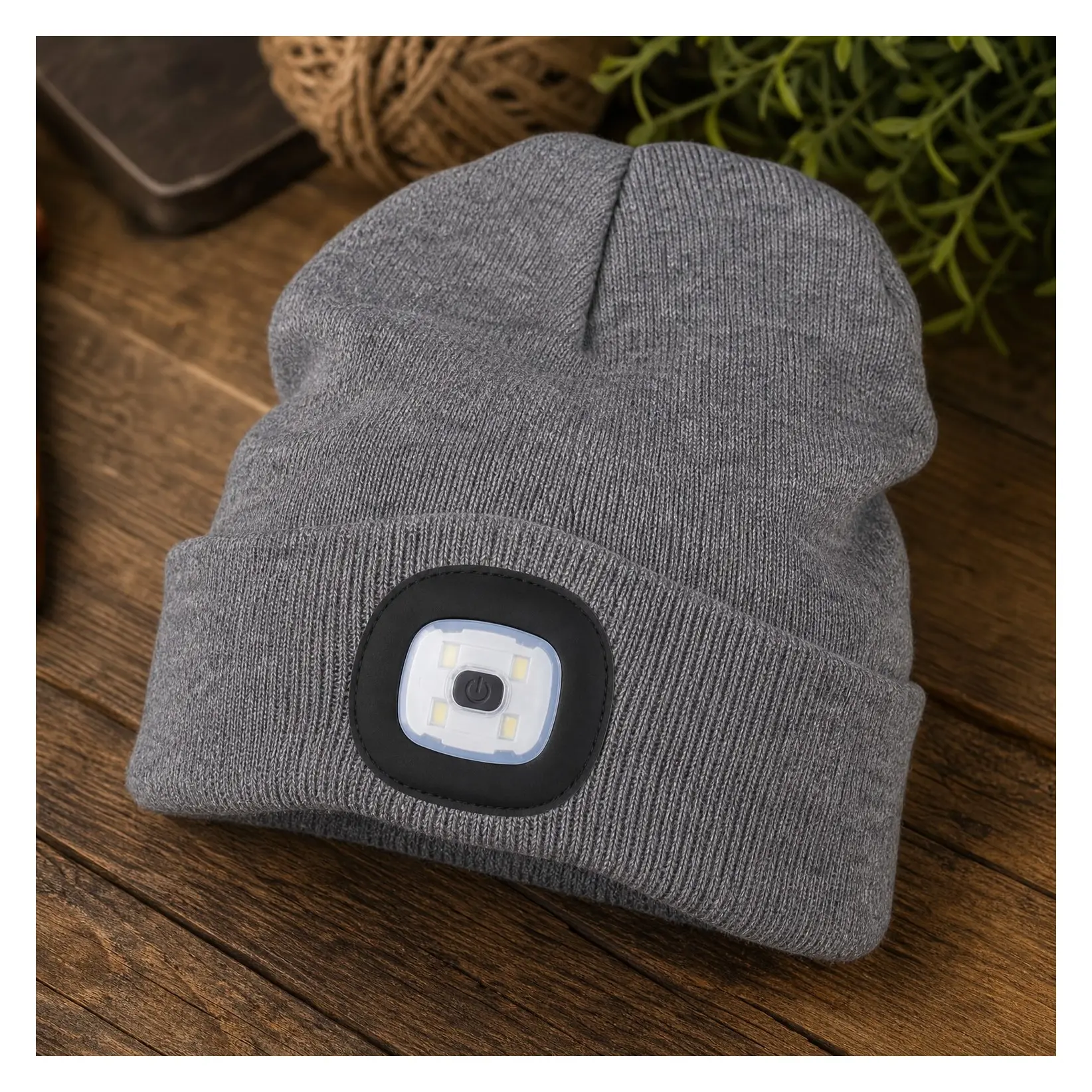 Unisex USB Rechargeable LED Beanie Hat with Light - Hands Free Winter Warm Hat for Walking Dog, Outdoor Work in Dark, Gift for Men Dad FatherGift