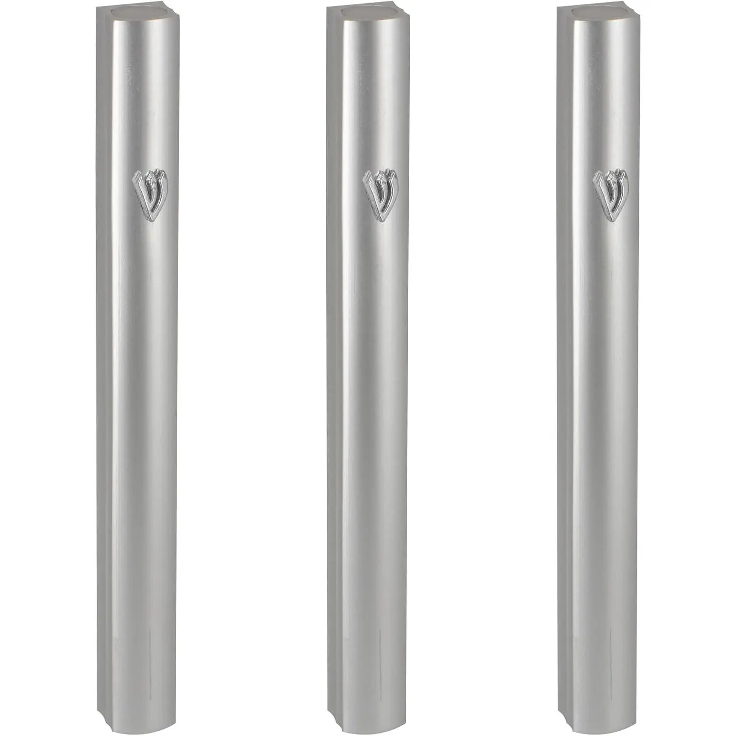 3-Piece Aluminum Door Mezuzah Cases: Special Profile, No Holes, 4-Inch 10cm Hebrew Parchment Scroll Holder Boxes