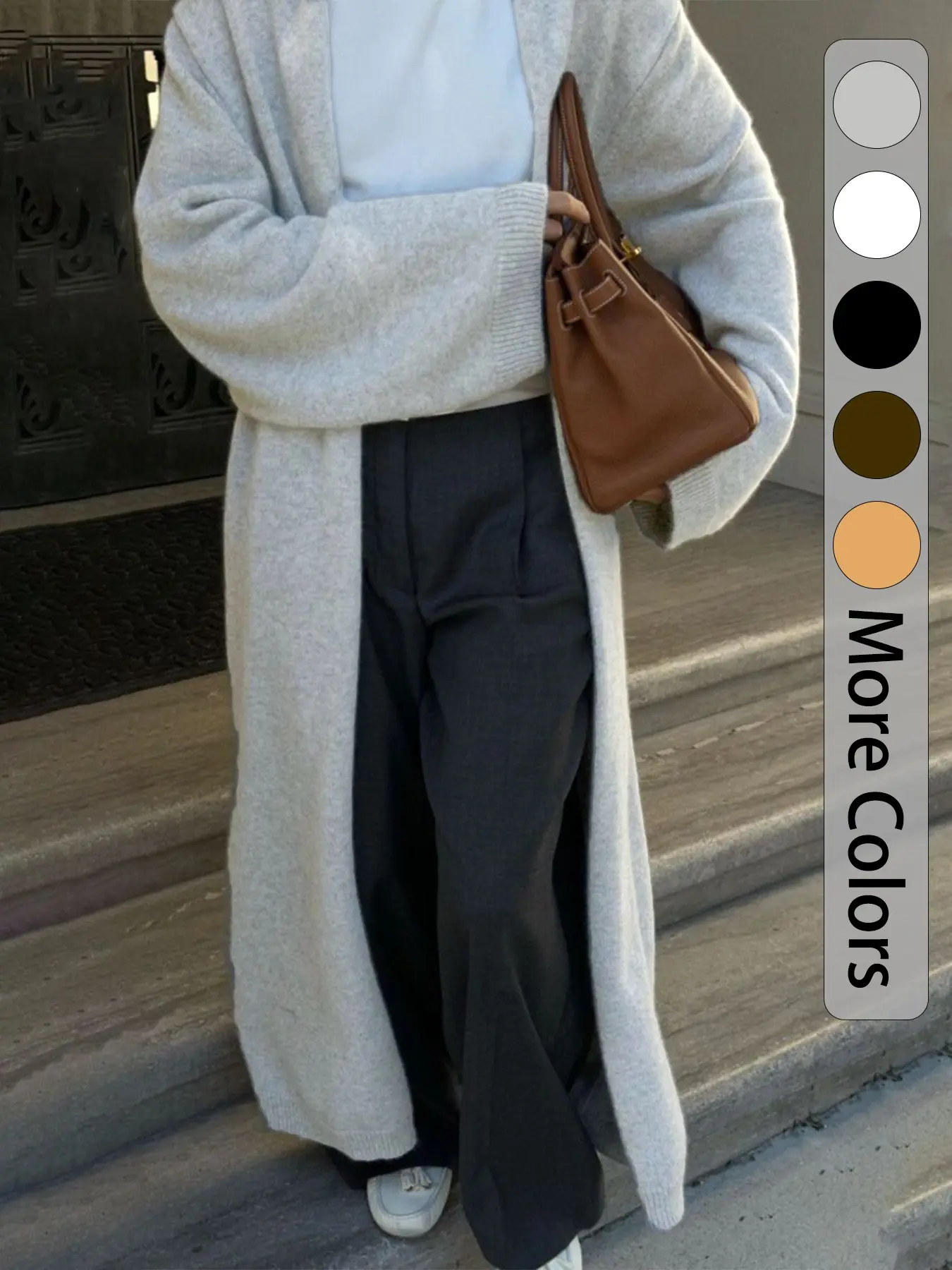Women's Oversized  Plain Knit Cardigan Sweater(Belt Included), Elegant Casual Oversized Cardigan with Extra-Long Sleeves, Loose-Fitting All-Season Daily Wear,  Perfect  Layering Piece,Sweater for women ,Chic Minimalist Style Knitwear