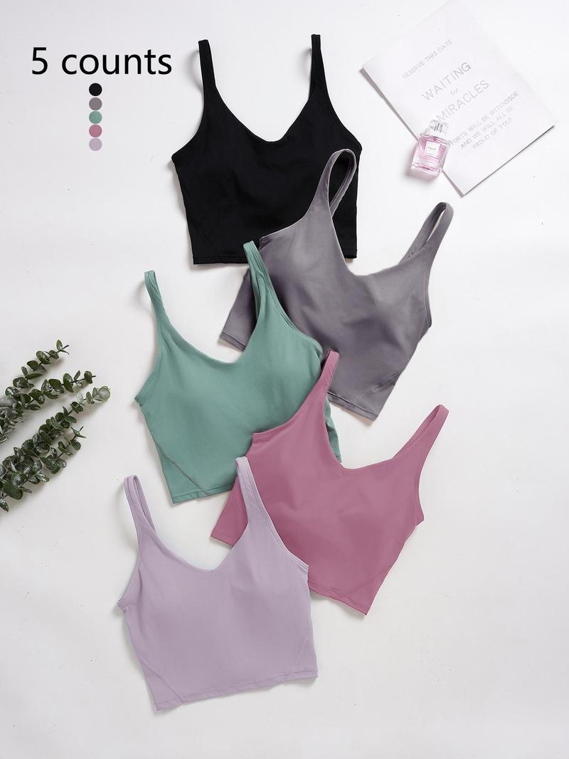 Women's Solid Sports Bra, Quick-Drying Breathable Comfortable Crop Cami Top for Yoga Gym Workout Running, Ladies Sportswear for Indoor and Outdoor Wear