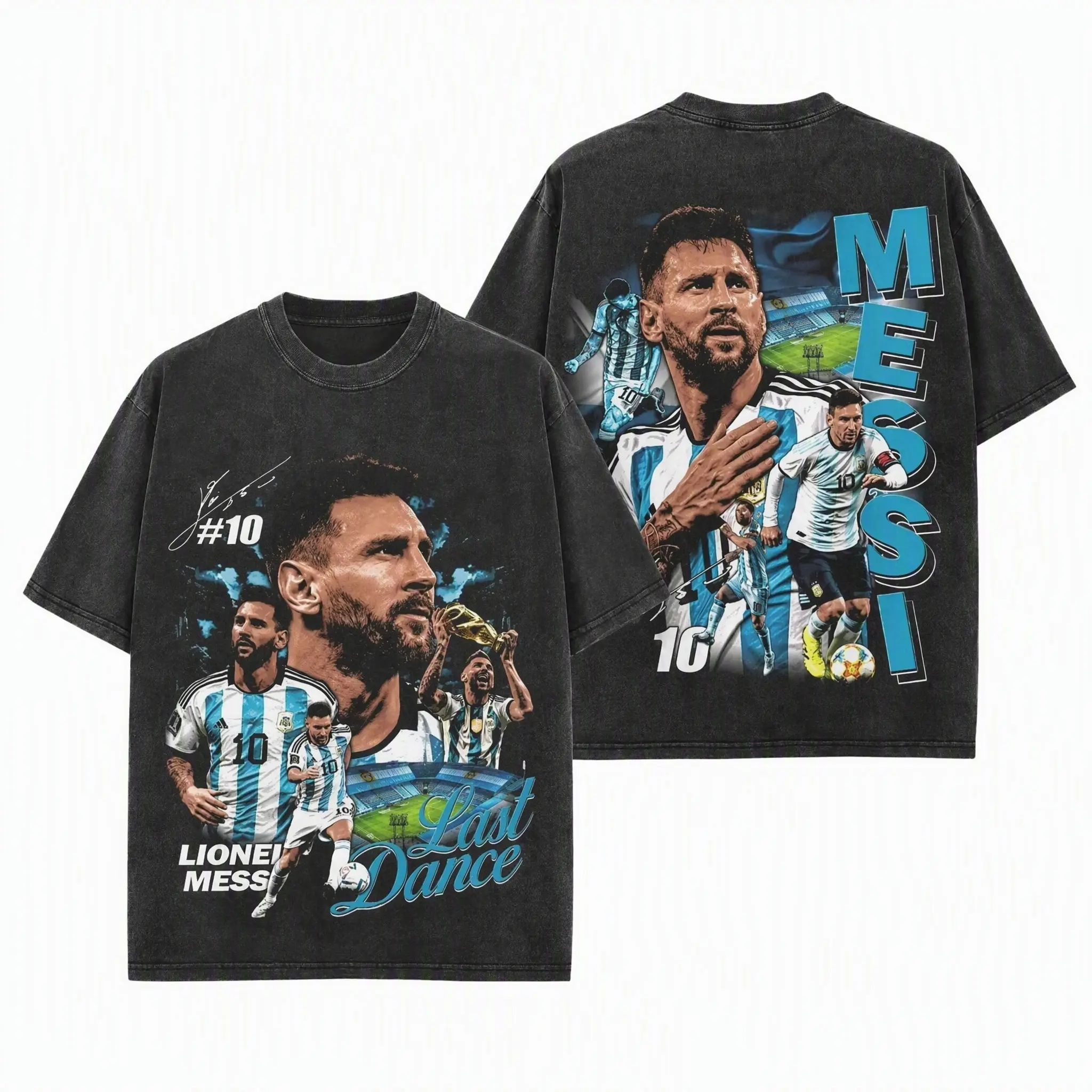 Messi Argentina Last Dance Premium Cotton T-Shirt, Blue White Soccer Legend Fan Tee, Vintage Football Captain Shirt, Stadium Game Day Sports Apparel, Gift For Argentina Soccer Fans