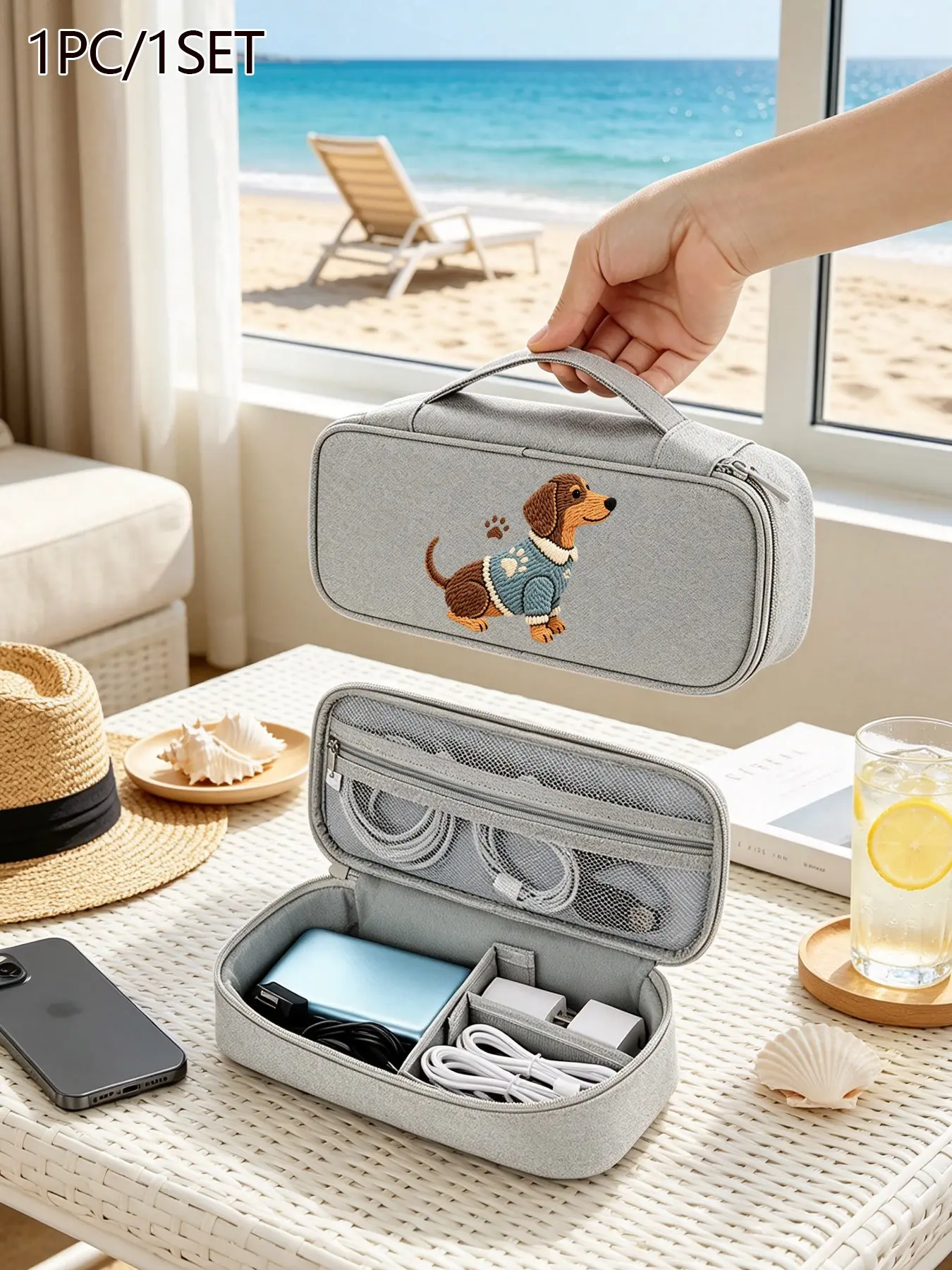Electronic Accessories Travel Organizer Bag, Multi-Layer Digital Storage, Zipper Closure, Portable, for Chargers, HDD, Power Bank, Camera, Unisex