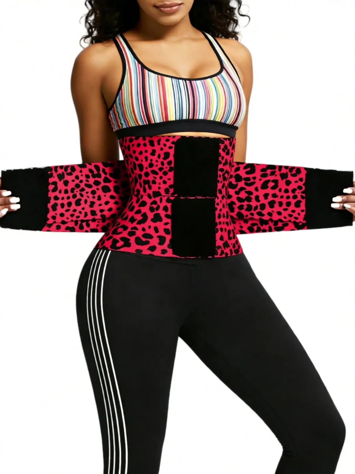 Women Leopard Print Dual Band High Elastic Waist Trainer Corset, Firm Compression Tummy Slimming Waist Cincher, Breathable Abdomen Shaping Girdle, Postnatal Belly Tightening Shapewear, Adjustable Body Shaper for Workout, Fitness, Outdoor Activities