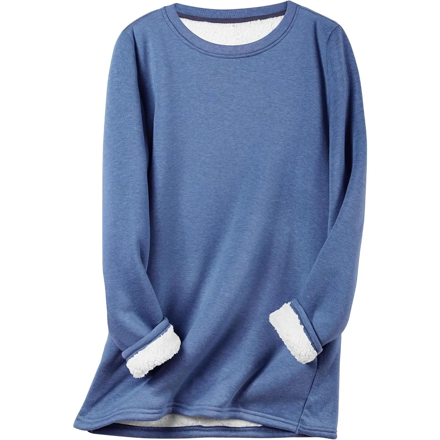 Women's Winter Warm Sherpa Lined Fleece Crewneck Sweatshirt Pullover Loungewear Tunic Tops