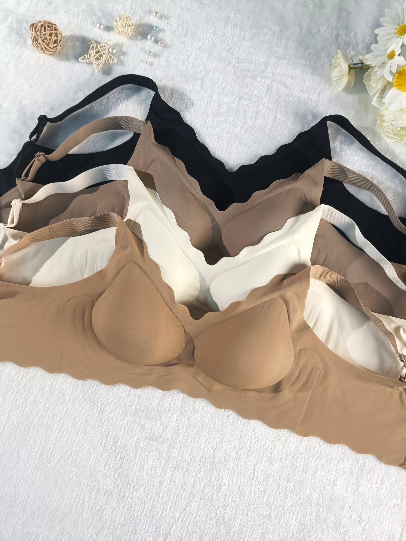 Women's Seamless Supportive Wireless Backless Bra, Adjustable Wide Straps, Comfortable Breathable Daily Wear, Ribbed Stripe Design, Seamless Bras, Medium Fit, Ladies Underwear