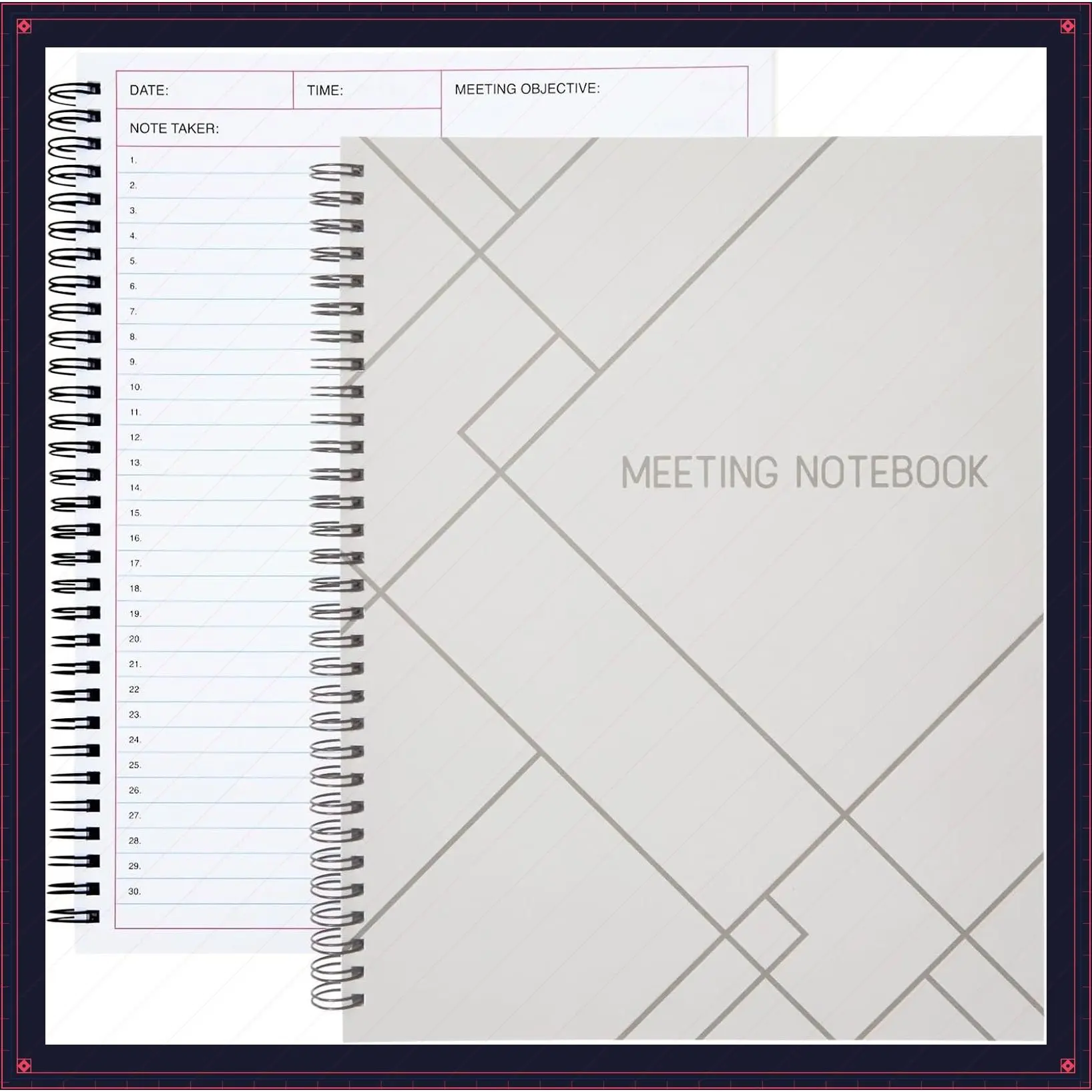 Spiral-Bound Meeting Notebook for Work – Planner, Agenda & To Do List Notepad – 11 x 8.5 in, White, Pack of 2Gift