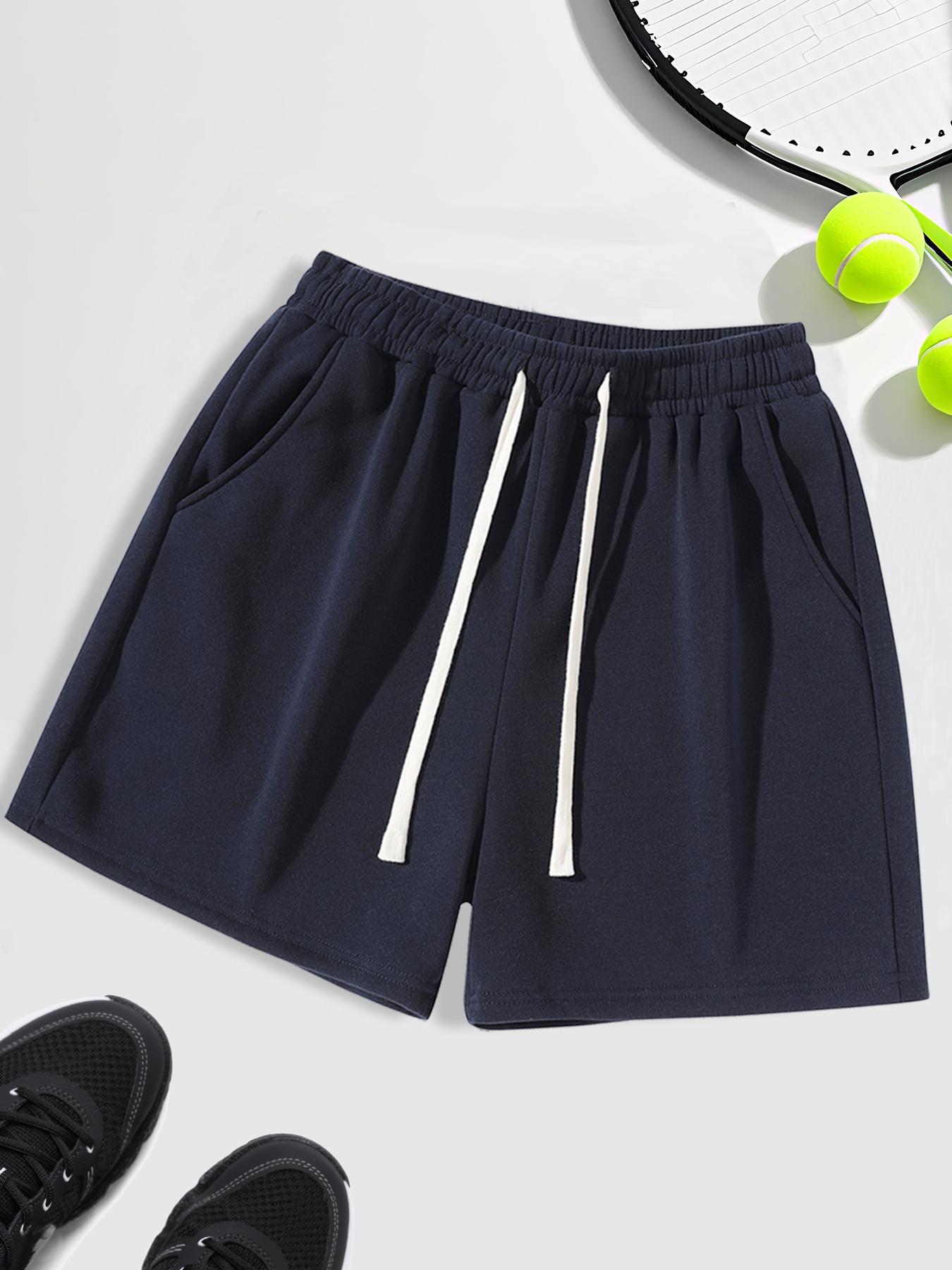 Unisex Drawstring Waist Shorts, Athleisure Casual Shorts, Soft Comfortable Solid Color Basic Style, Suitable for Casual Sports Outdoor Activities