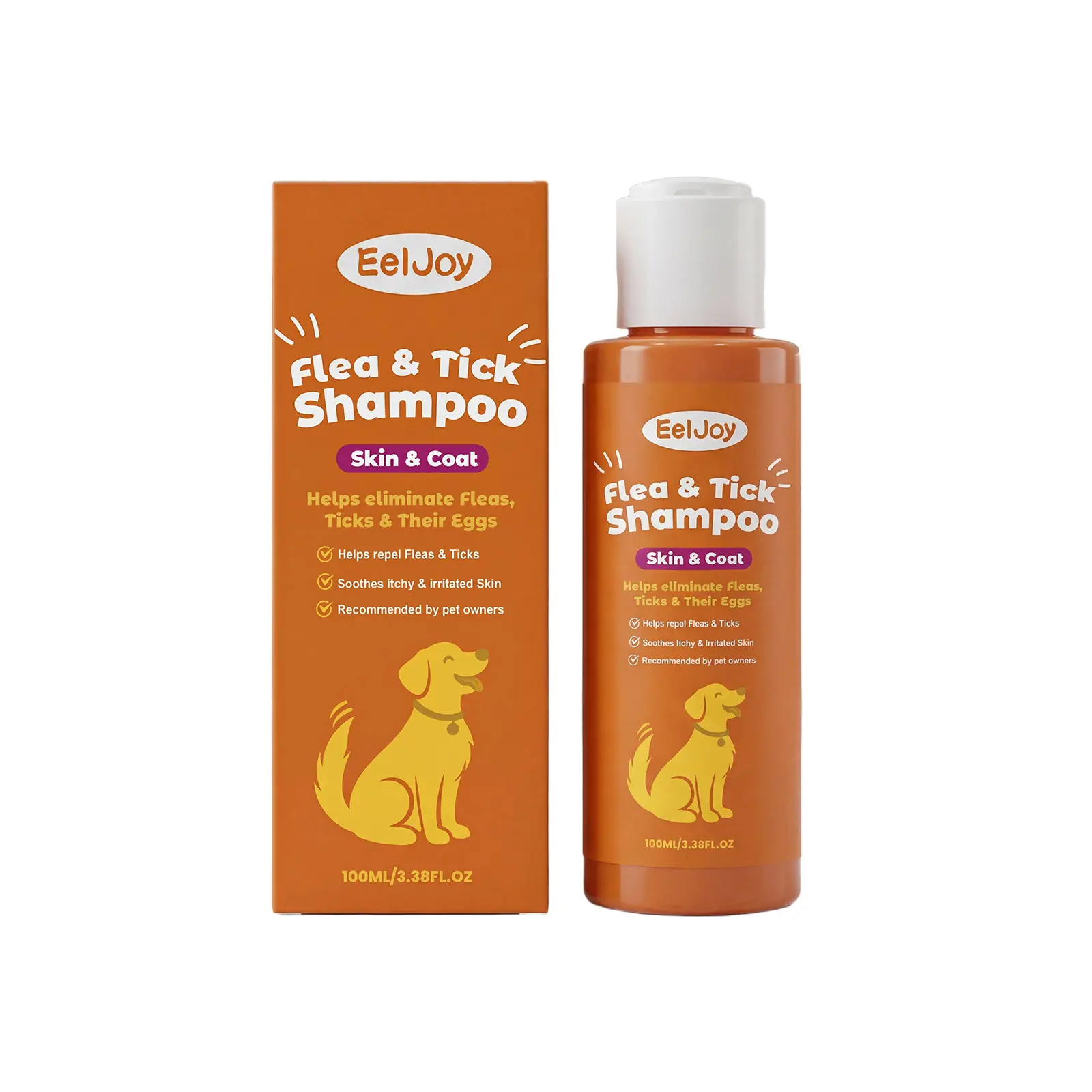 EelJoy Flea And Tick Shampoo - Gentle And Effective In Removing Odors. It Cleanses The Pet's Hair, Making It Smooth And Fluffy. Ideal For Daily Use And Portable.