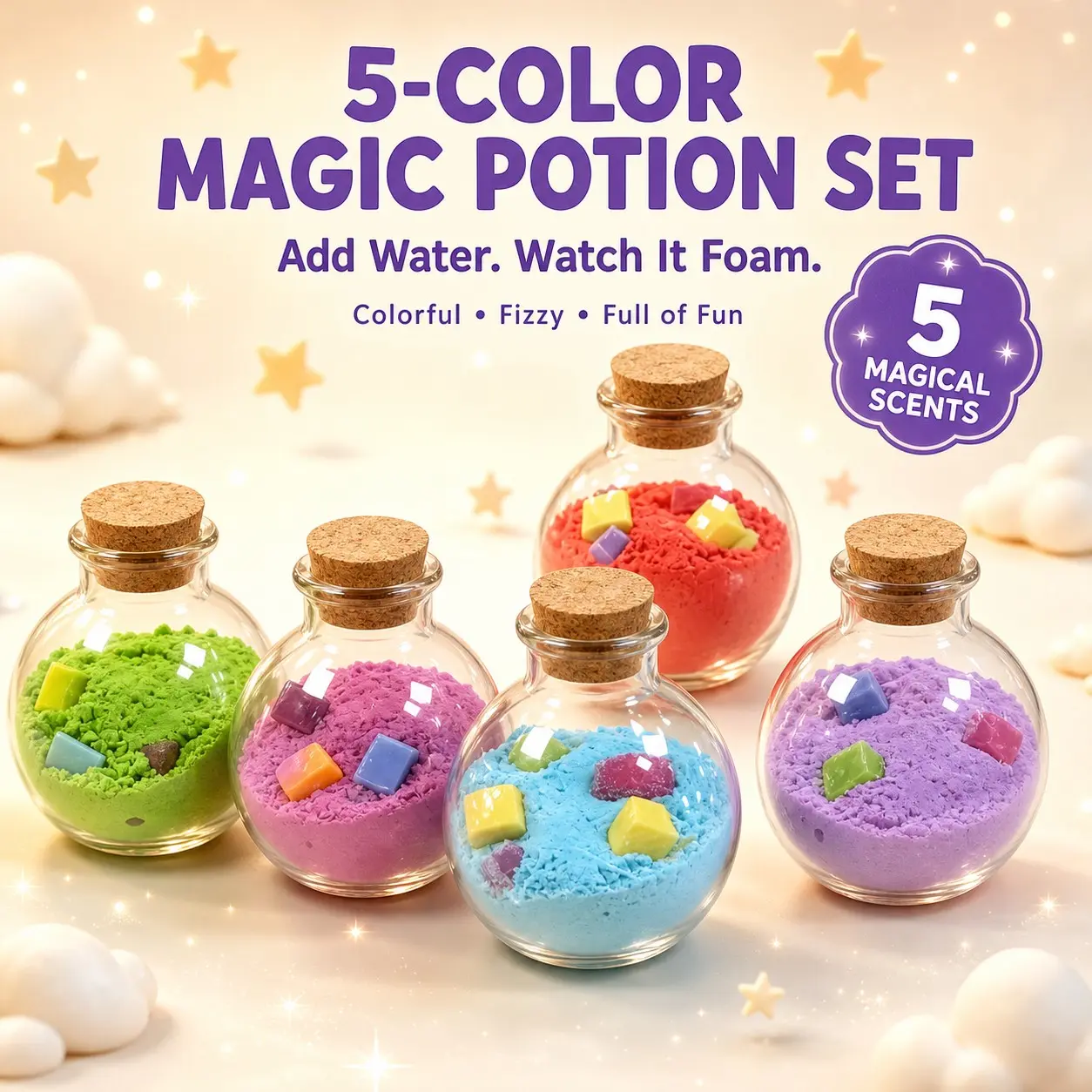 80g Magic Potion Bottle, Colorful Foam Bath Bomb, Aromatic Body Care, Suitable for All Skin Types, Perfect Gift for Birthdays & Holidays