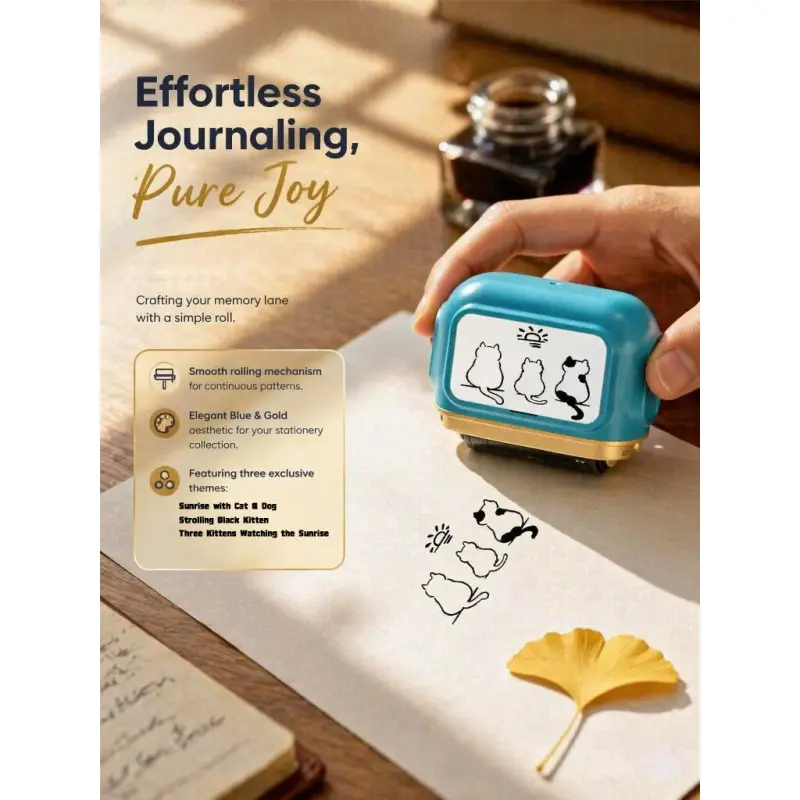 Self-Inking Roller Decorative Stamp, Minimalist Cat Silhouette Rubber Roller Stamp, Perfect for Journals, Scrapbooks, Card Making & Paper Craft Decor