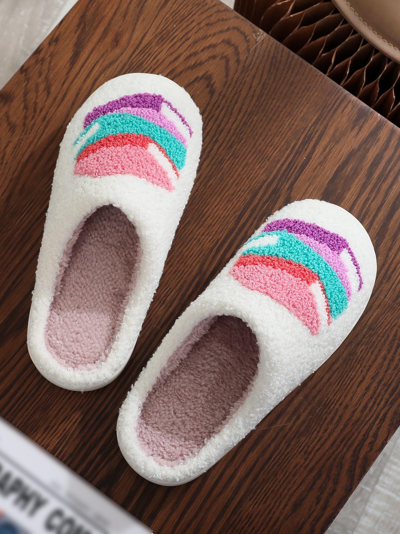 Women's Colorblock Geometric Pattern Slippers, Casual Soft Comfortable Home Slippers, Warm Slippers for Indoor & Outdoor Use for All Seasons, Footwear