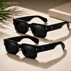 SHINETHRU Unisex 2PCS Full Rim Chunky Plastic Bold Frame Sunglasses UV400 Protection Aesthetic Beach Themed Men Sunglasses Accessories for Women Glasses for Women Womens Gifts Ideal for Casual Outings Beach Days