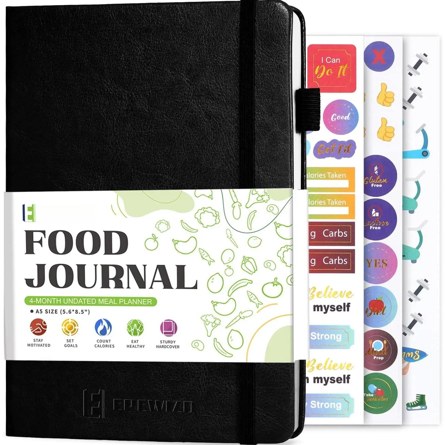 Journal for , Meal Planner & Daily   Diary to Count Calories Nutrient , Journal to Track  (A5 size) Black