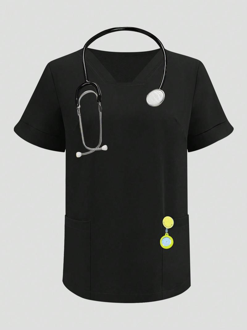 Cimmuovere Women's Solid Color Flare Leg Pants & Top Two-Piece Set, Casual Comfy Breathable Workwear & Uniforms for Women, Women's Uniforms for Summer, Business Attire Clothes