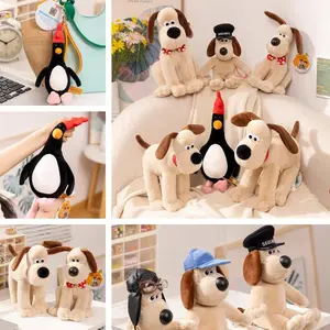 Original Soft Black Penguin Doll Wallace Gromit Plushies Stuffed Anime Cute Dog Stuffed Dolls Backpack Pendant Key Chain Pillow