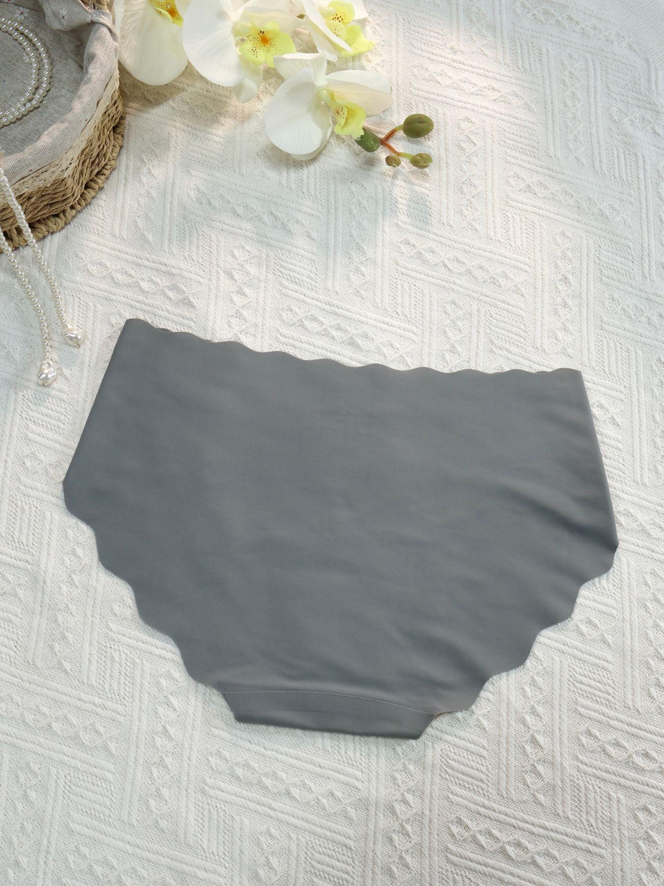 Women's Solid Color Scallop Trim Knicker, Soft Comfy Breathable Panty for Daily Wear, Fashion Comfy Underwear for All Seasons