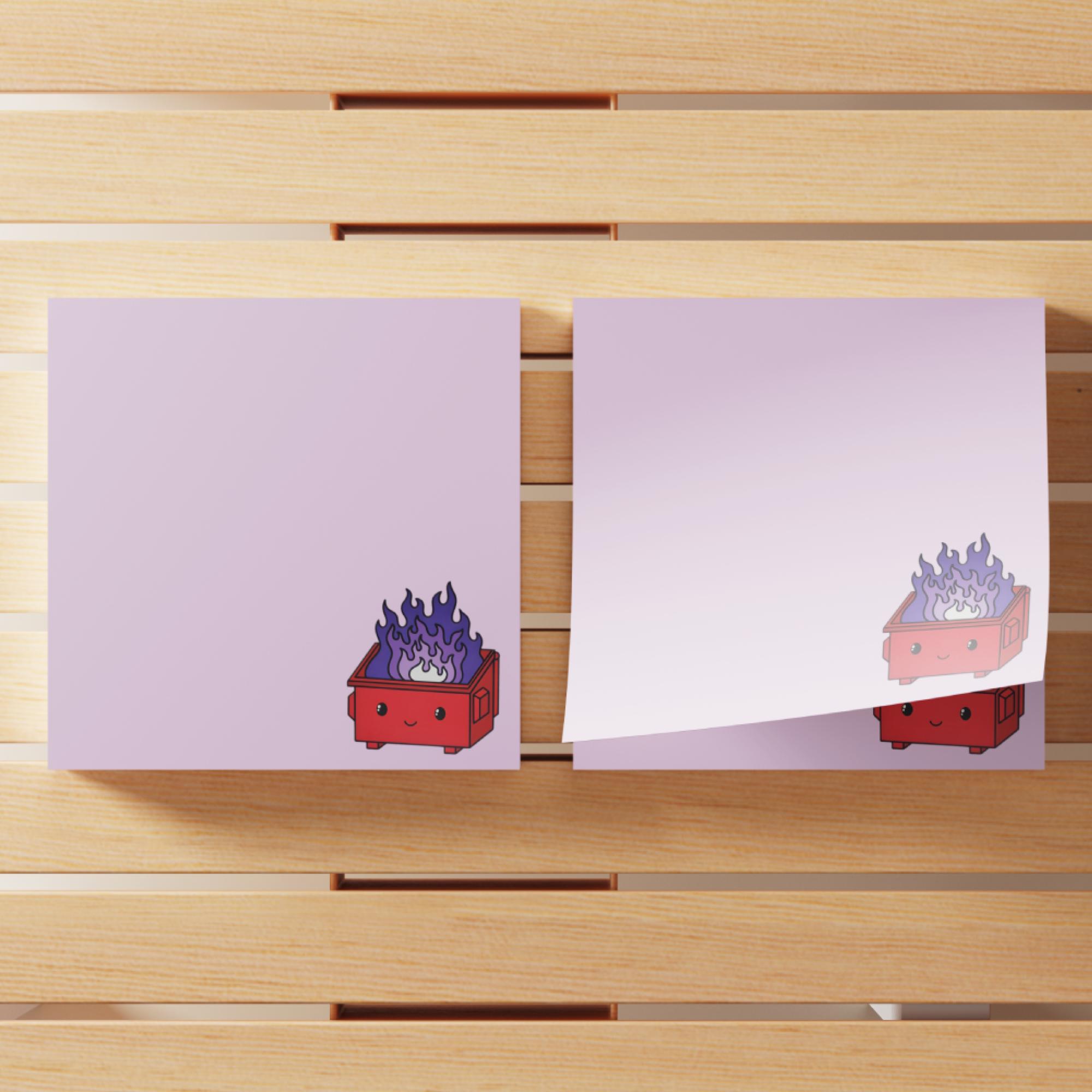 Dumpster Fire Sticky Note, 4 Counts/set Cartoon Sticky Note, Adhesive Note Pad for School Office Home Supplies Students Teachers Gift