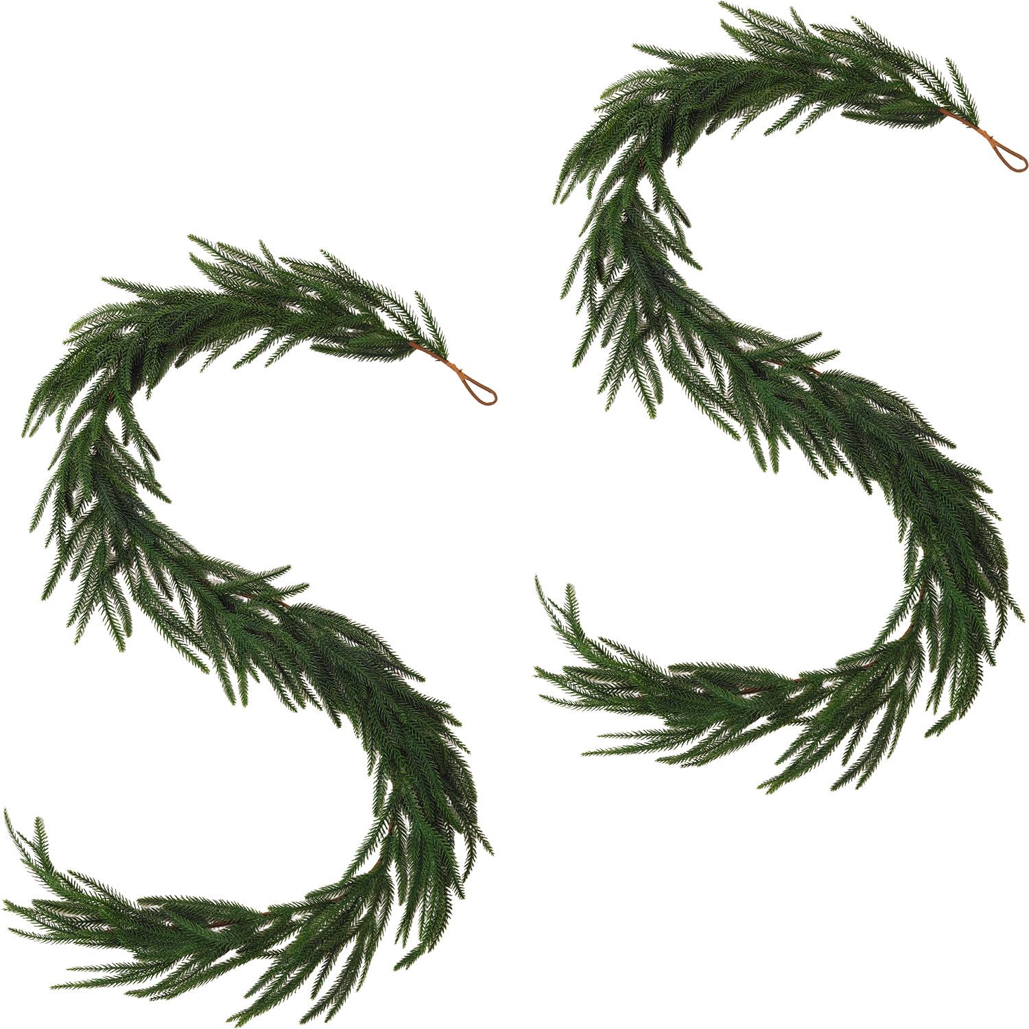 6FT/9FT real touch artificial Norfolk pine wreath, Christmas wreath decoration for home Christmas table, front door, fireplace decoration