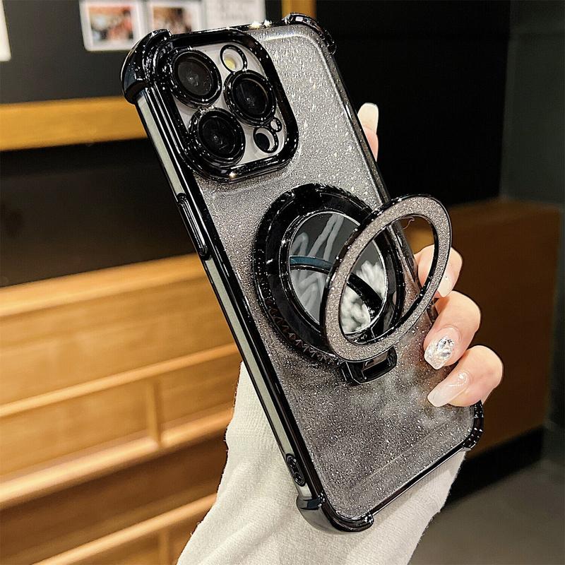 OREKROY Mirror Bling Case Ring Kickstand MagSafe Cover For iPhone 16 Pro Max 15 14 13 12,Anti-fall Shockproof Bling-bling twinkle Phone Cover,Phone Accessories OREKROY Mirror Bling Case Ring Kickstand MagSafe Cover For iPhone 16 Pro Max 15 14 13 12,Anti-fall Shockproof Bling-bling twinkle Phone Cover,Phone Accessories