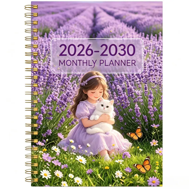 2026-2030 Monthly Planner/Calendar - January 2026 to December 2030, 5-Year Monthly Planner, Lavender Girl Themed Cover Design Notebook, Yearly Calendar Planning, Monthly Tabs, 60-Month Calendar, 5.5 x 8.3 inches, Thickened Paper, Elastic Cover, Durable Do