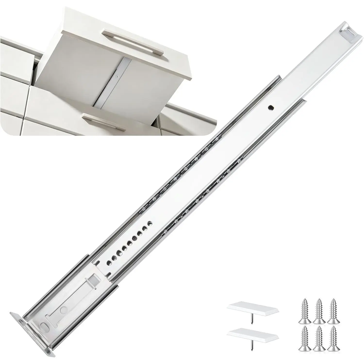 1 Pcs Center Mount Drawer Slides Bottom Mount for Cabinet and Dresser 14 Inch Heavy Duty Drawer Rails 9.74" Extension Glide Track